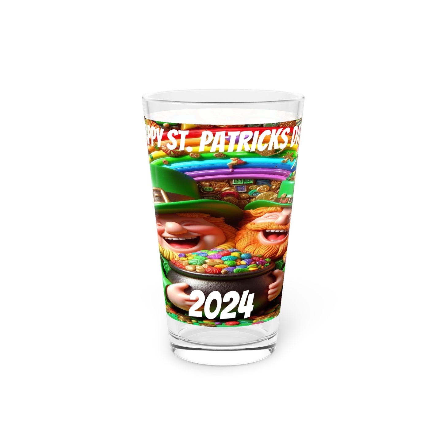 Pint Glass Happy St Patrick's Day 2024 Beer 16 Oz Glass St Patrick's Day Party Gift Gift for Friend Customized Pint Glass