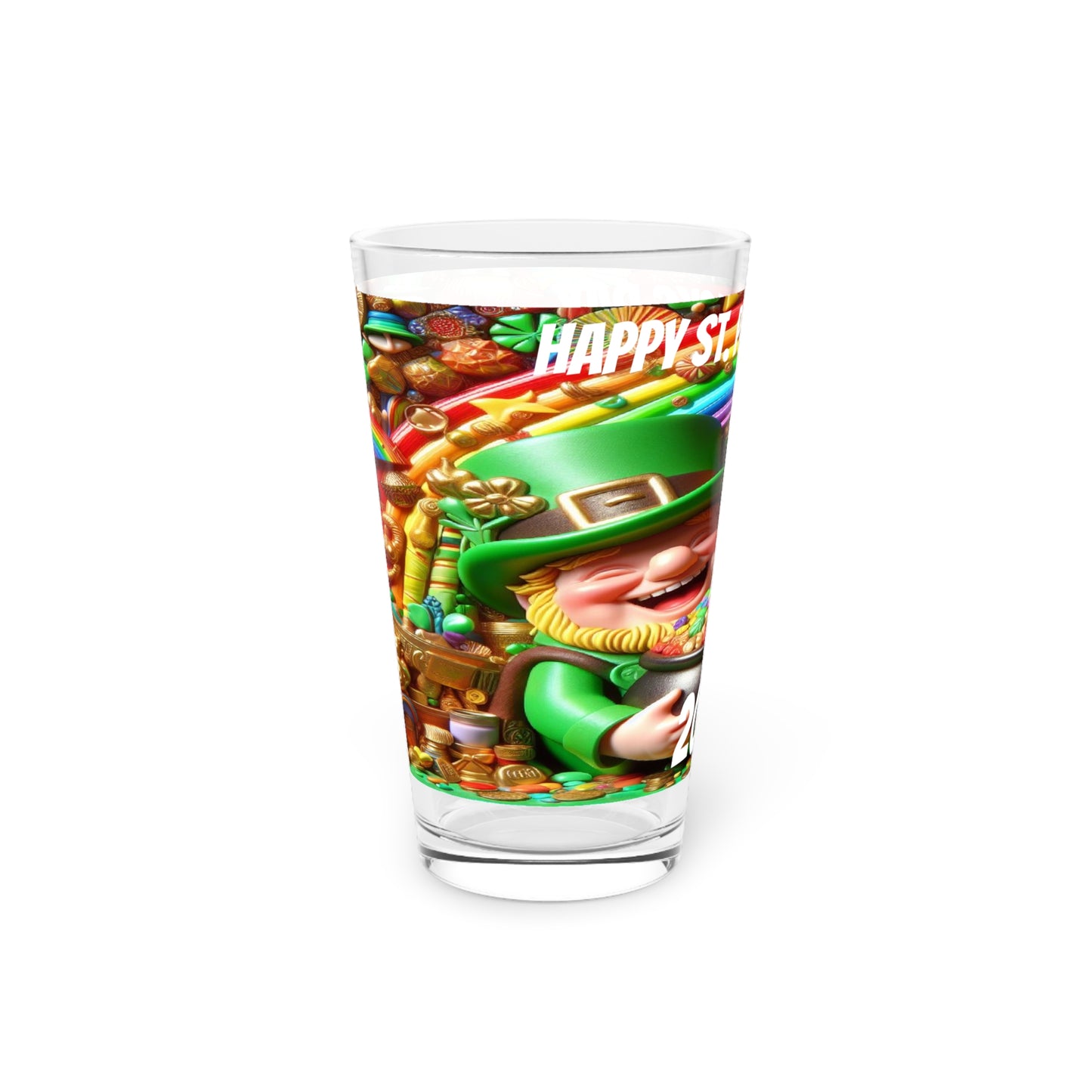 Pint Glass Happy St Patrick's Day 2024 Beer 16 Oz Glass St Patrick's Day Party Gift Gift for Friend Customized Pint Glass