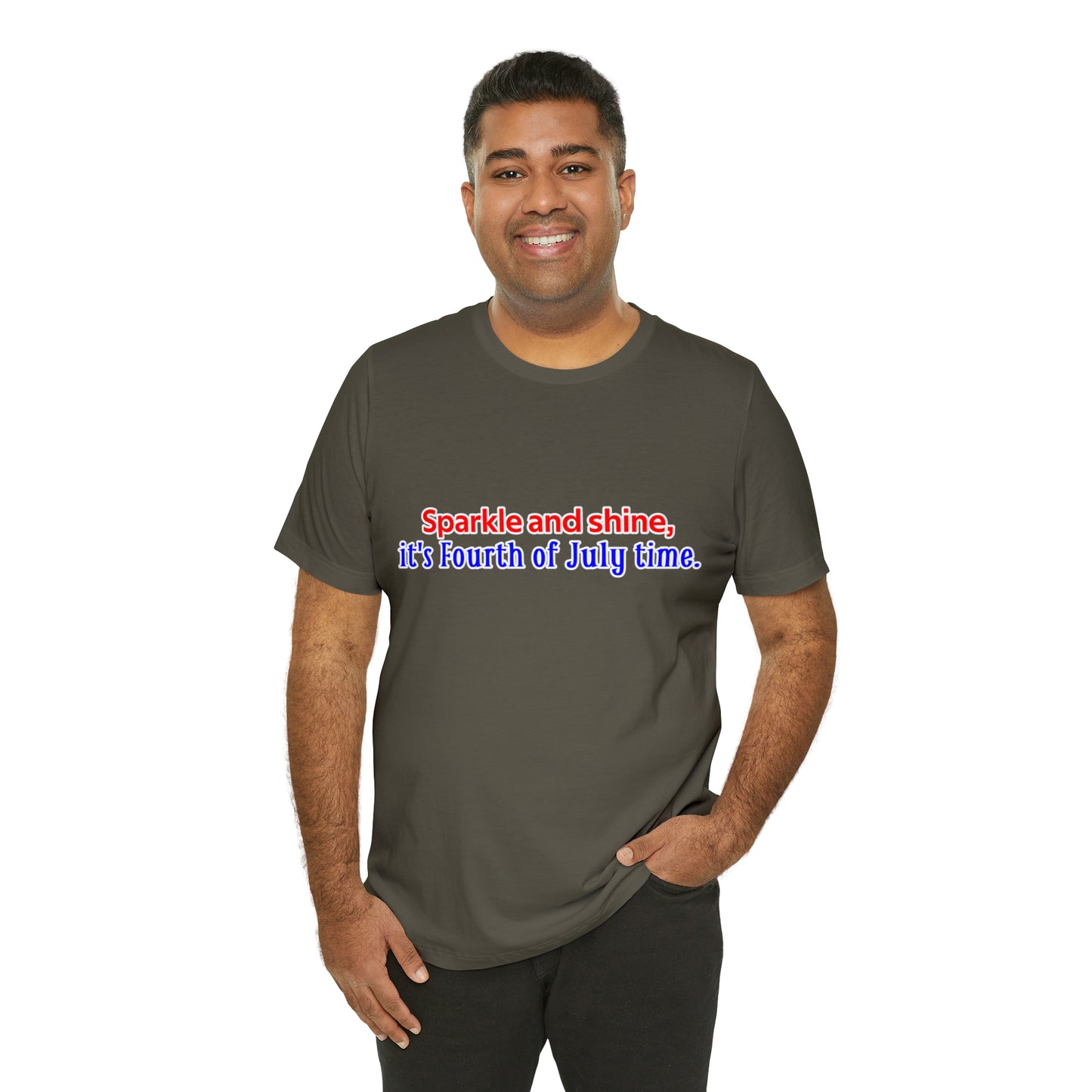 Fourth of July Short Sleeve T-Shirt - Sparkle and shine, it's Fourth of July time. Independence Day Shirt, Gift Ideas, Unisex