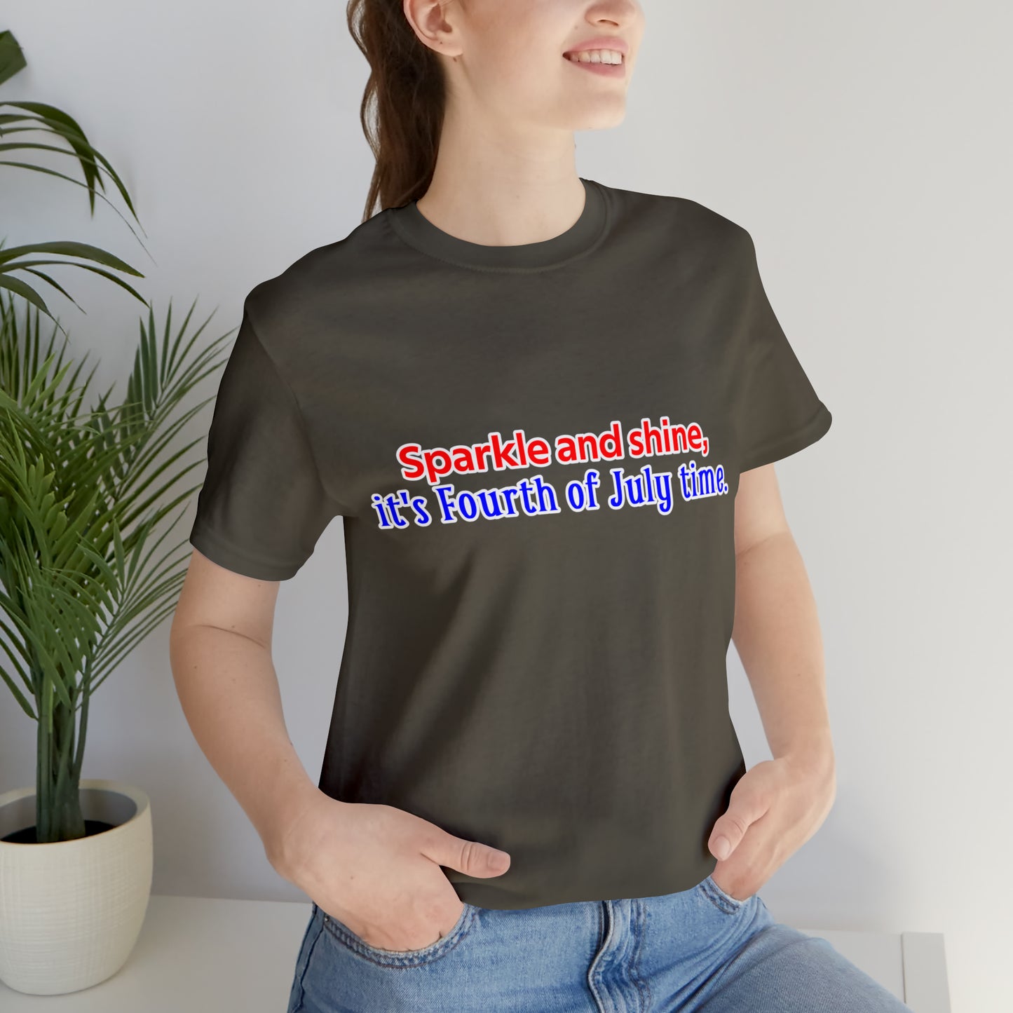 Fourth of July Short Sleeve T-Shirt - Sparkle and shine, it's Fourth of July time. Independence Day Shirt, Gift Ideas, Unisex