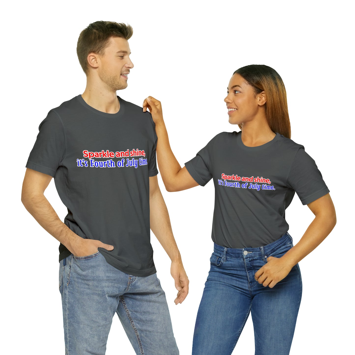 Fourth of July Short Sleeve T-Shirt - Sparkle and shine, it's Fourth of July time. Independence Day Shirt, Gift Ideas, Unisex
