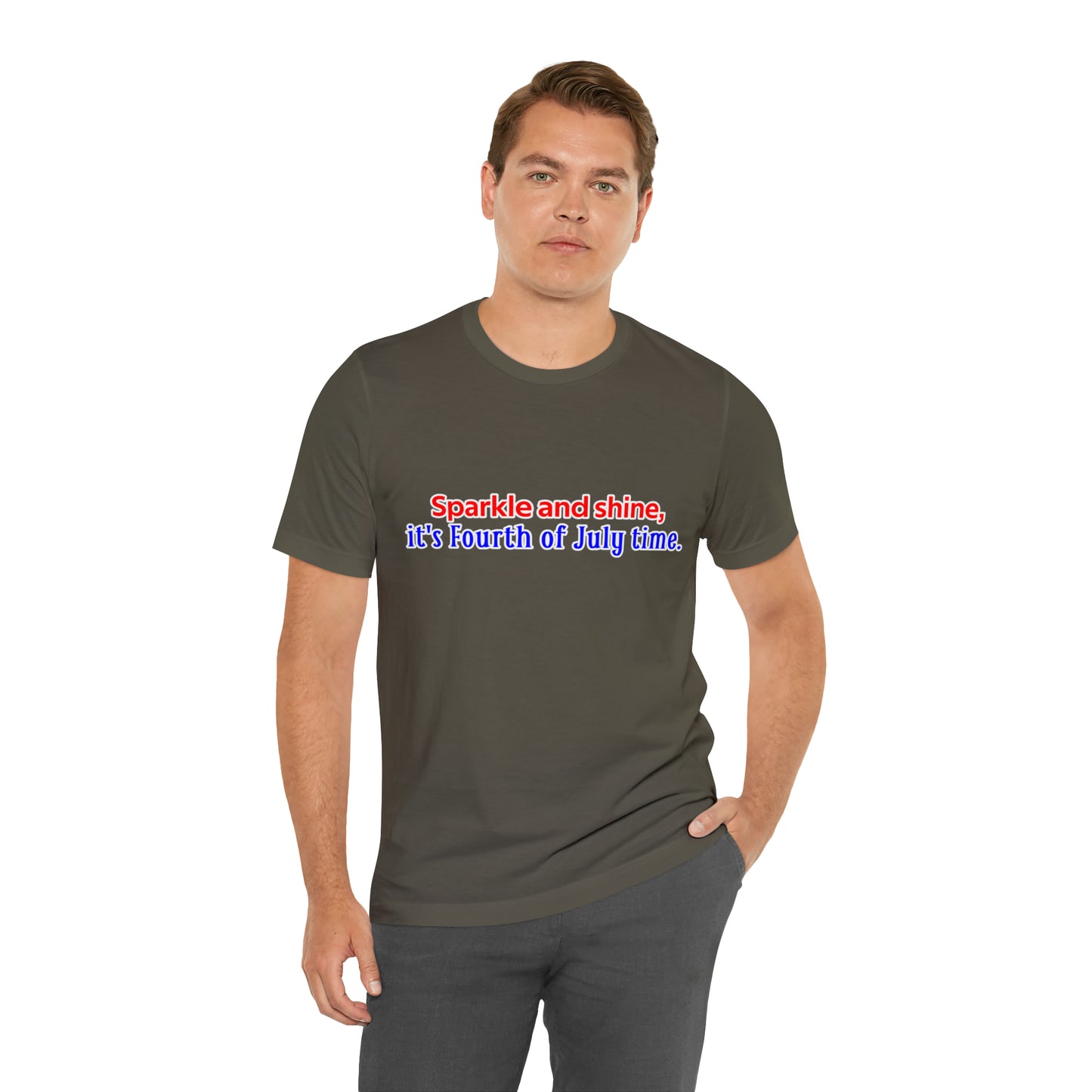Fourth of July Short Sleeve T-Shirt - Sparkle and shine, it's Fourth of July time. Independence Day Shirt, Gift Ideas, Unisex