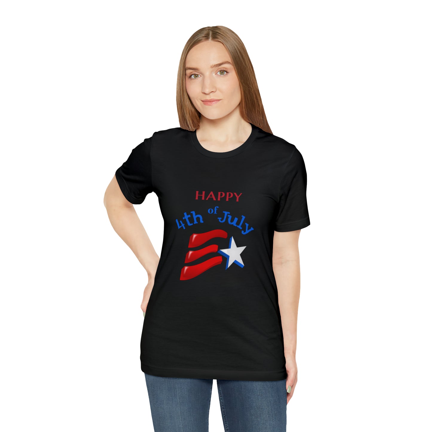 Fourth of July Short Sleeve T-Shirt - Happy 4th of July. Independence Day, Patriotic Fashion, Celebratory T-shirt, American Pride