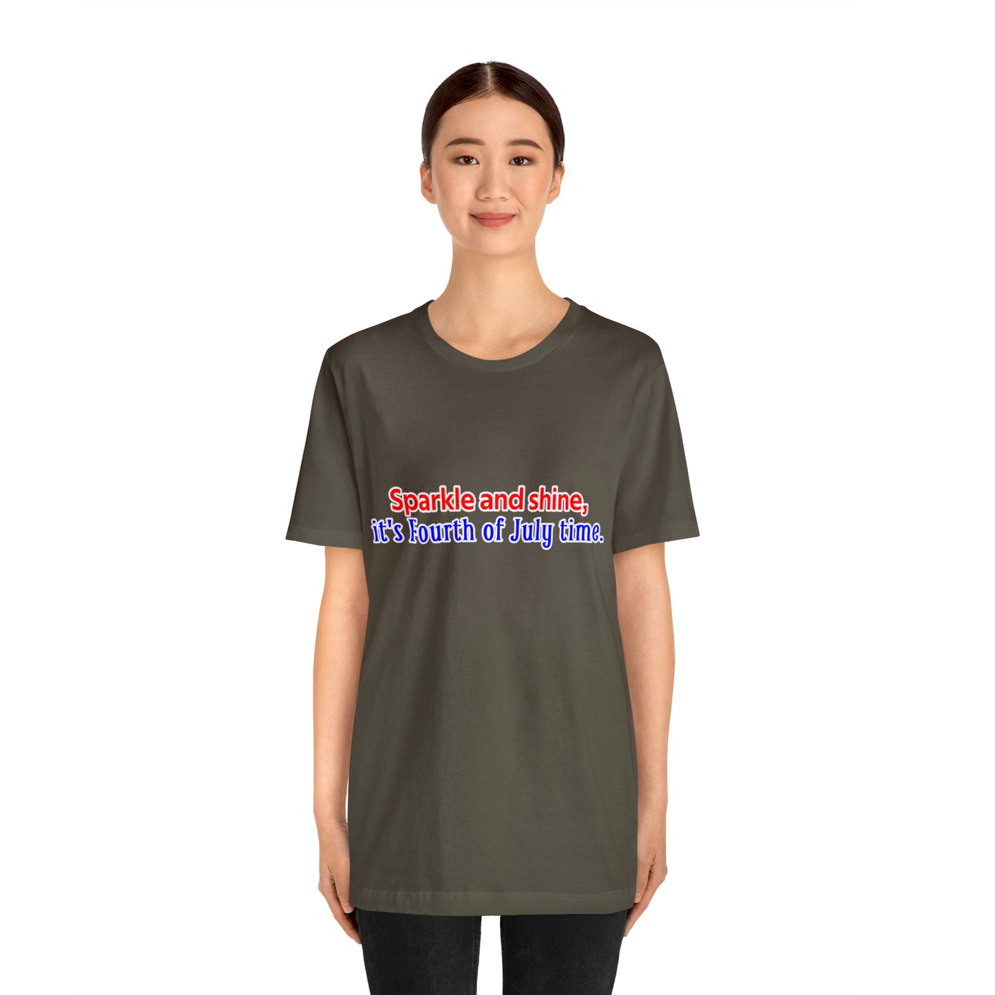 Fourth of July Short Sleeve T-Shirt - Sparkle and shine, it's Fourth of July time. Independence Day Shirt, Gift Ideas, Unisex
