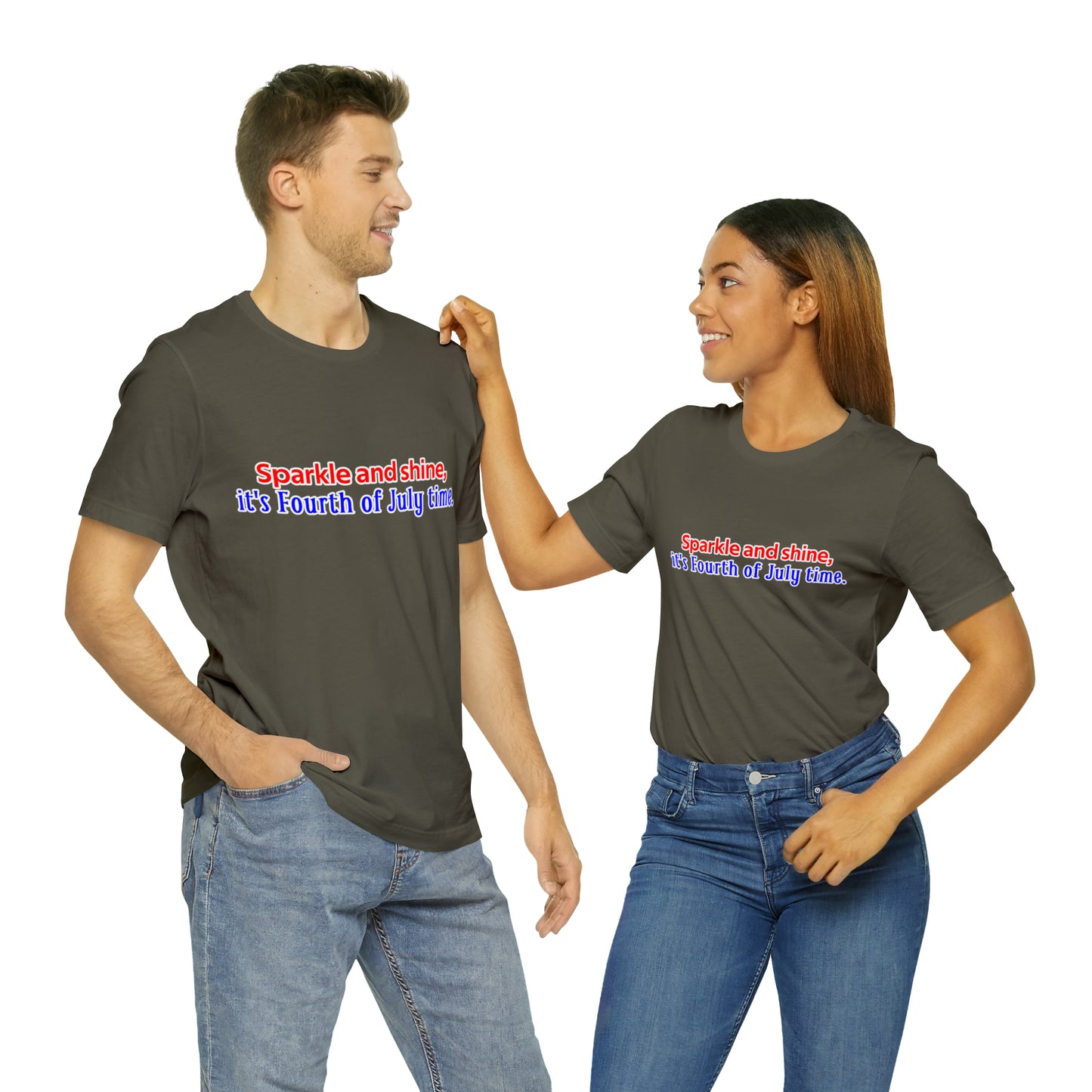 Fourth of July Short Sleeve T-Shirt - Sparkle and shine, it's Fourth of July time. Independence Day Shirt, Gift Ideas, Unisex