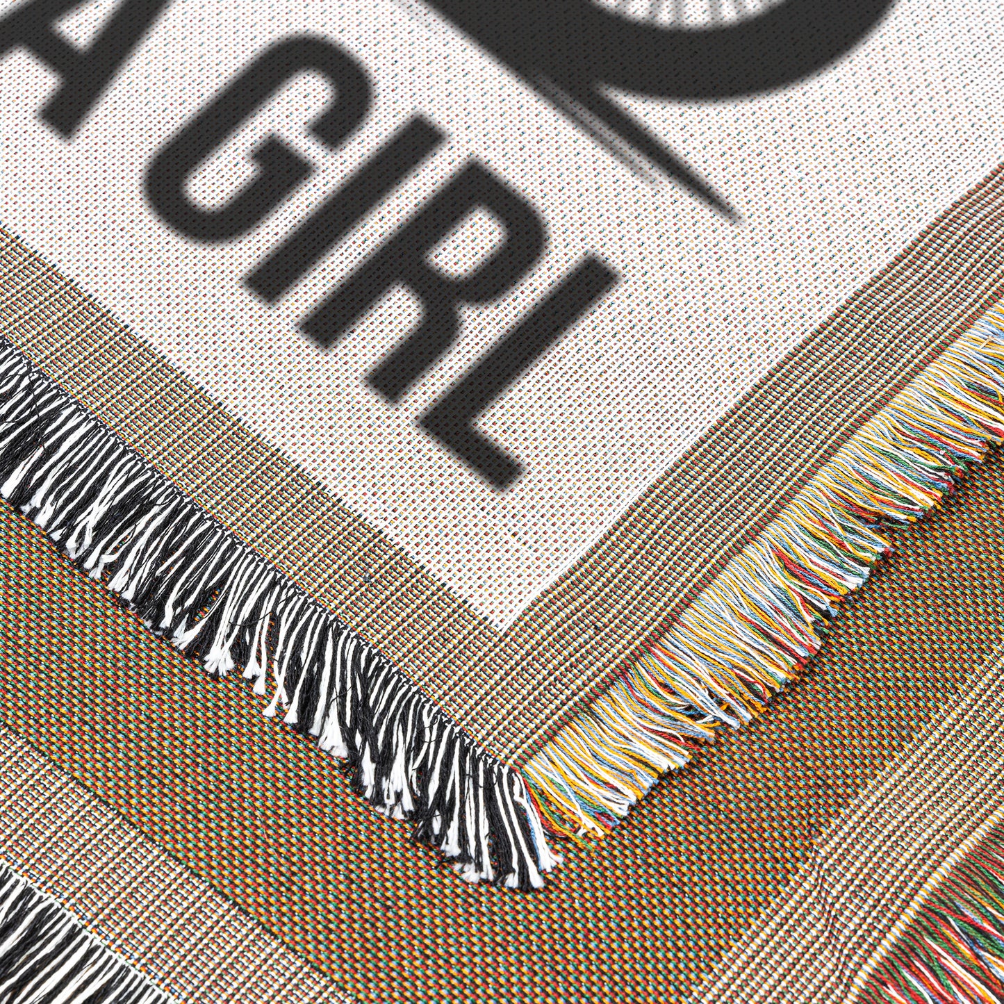 Ride Like a Girl Biker Silhouette Woven Blanket - Empowering Motorcycle Decor for Women Riders and Biker Enthusiasts