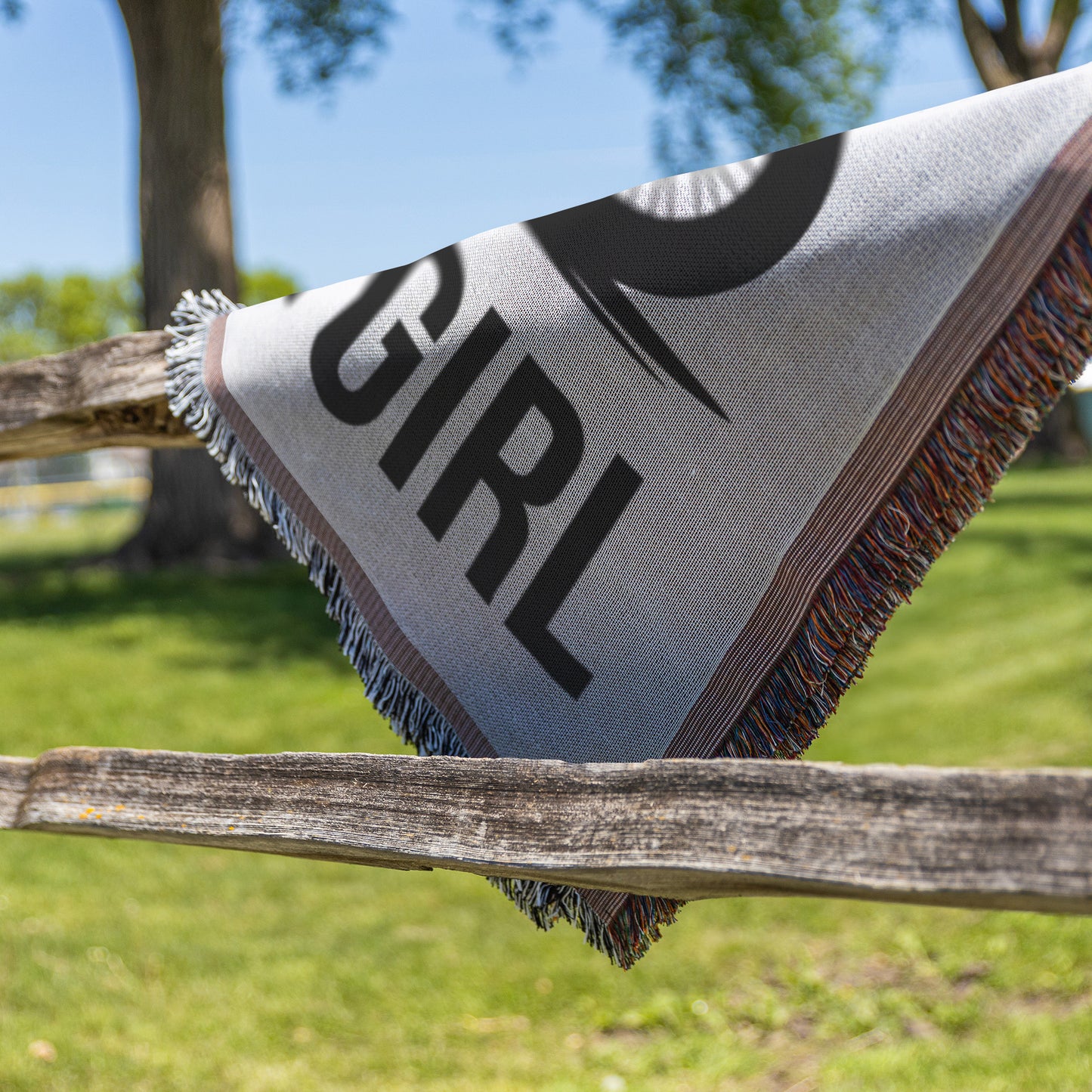 Ride Like a Girl Biker Silhouette Woven Blanket - Empowering Motorcycle Decor for Women Riders and Biker Enthusiasts