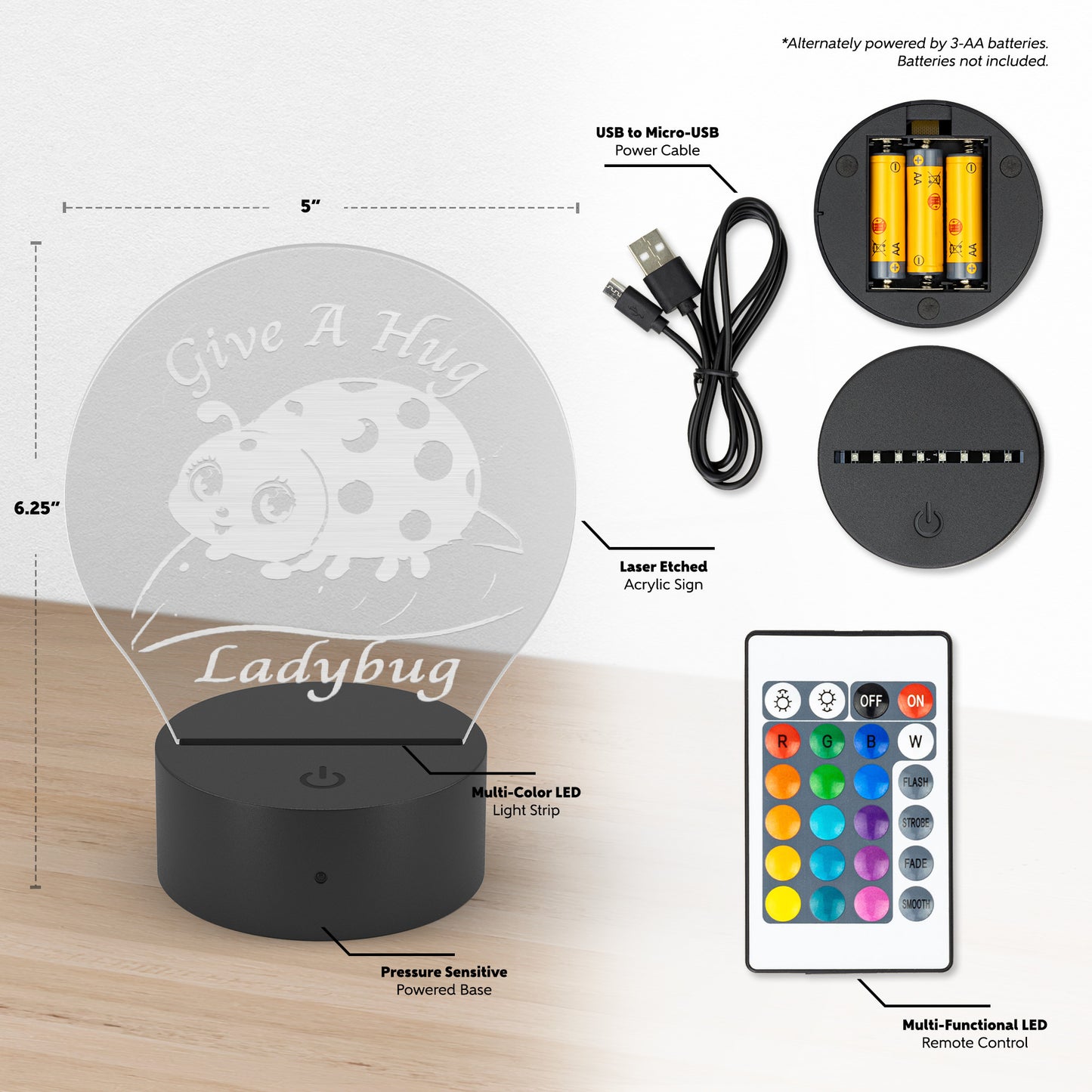 Embrace the Night with Give a Hug Ladybug – Your Colorful Companion for Sweet Dreams and Comforting Glow! Night Light Adorable Décor LED