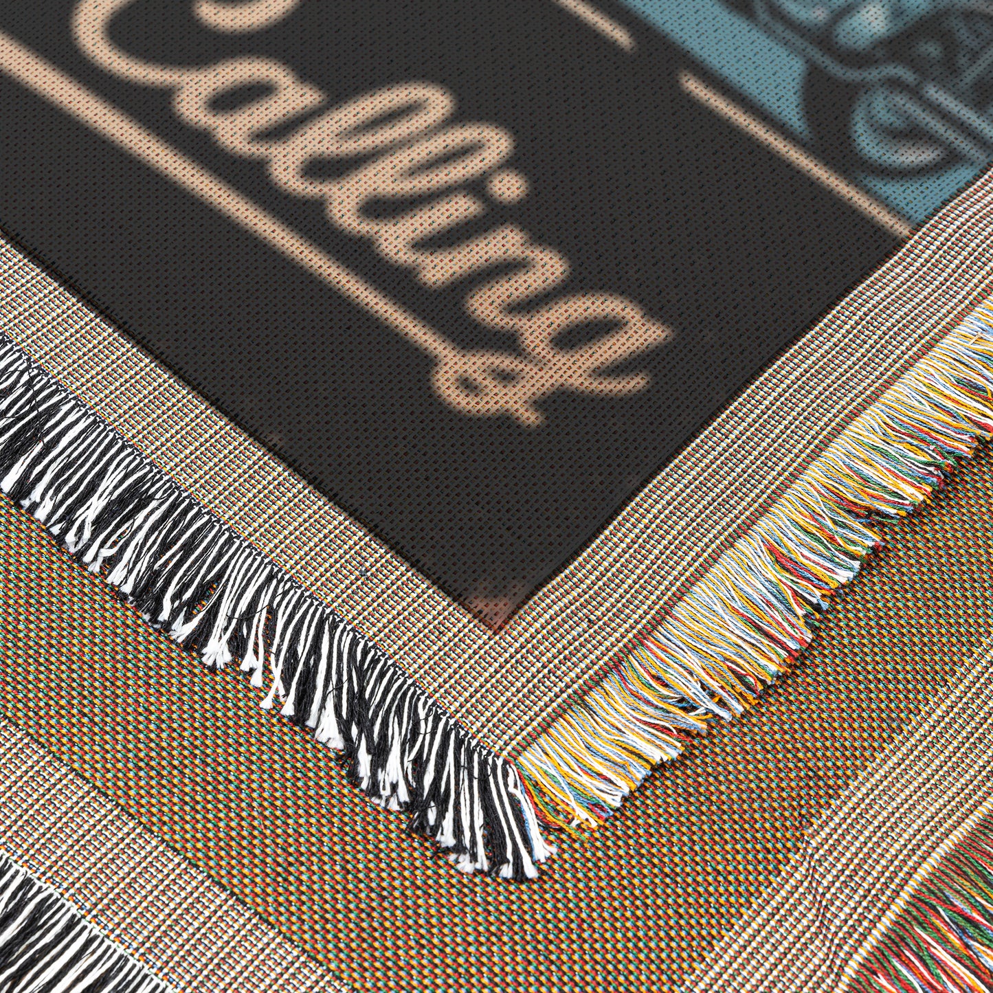The Road is Calling Vintage Route 66 Woven Blanket - Classic Motorcycle Decor for Bikers and Road Trip Fans