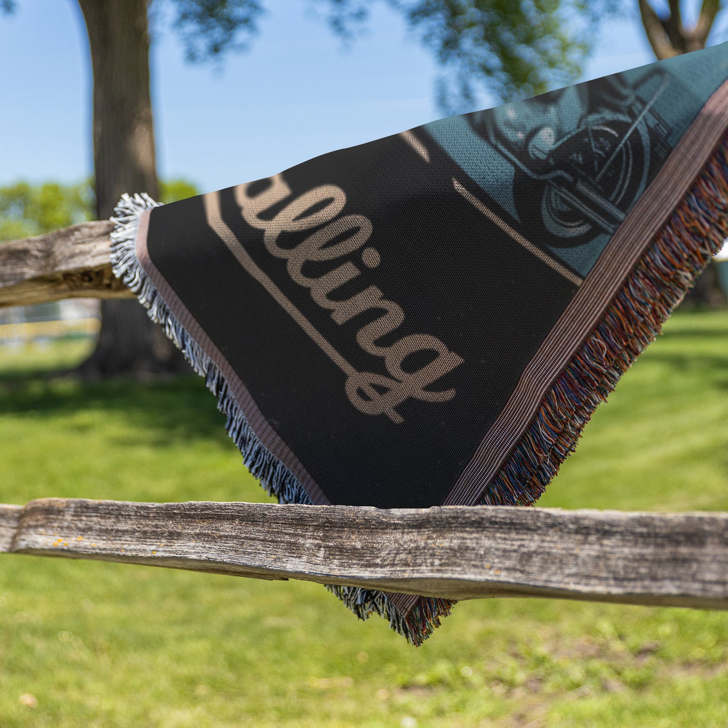 The Road is Calling Vintage Route 66 Woven Blanket - Classic Motorcycle Decor for Bikers and Road Trip Fans