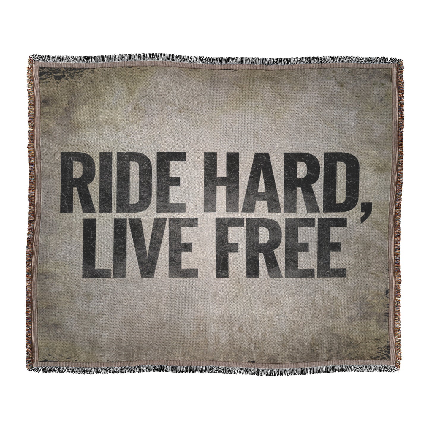 Ride Hard, Live Free Biker Motto Woven Tapestry Blanket - Perfect for Motorcycle Lovers and Biker Decor
