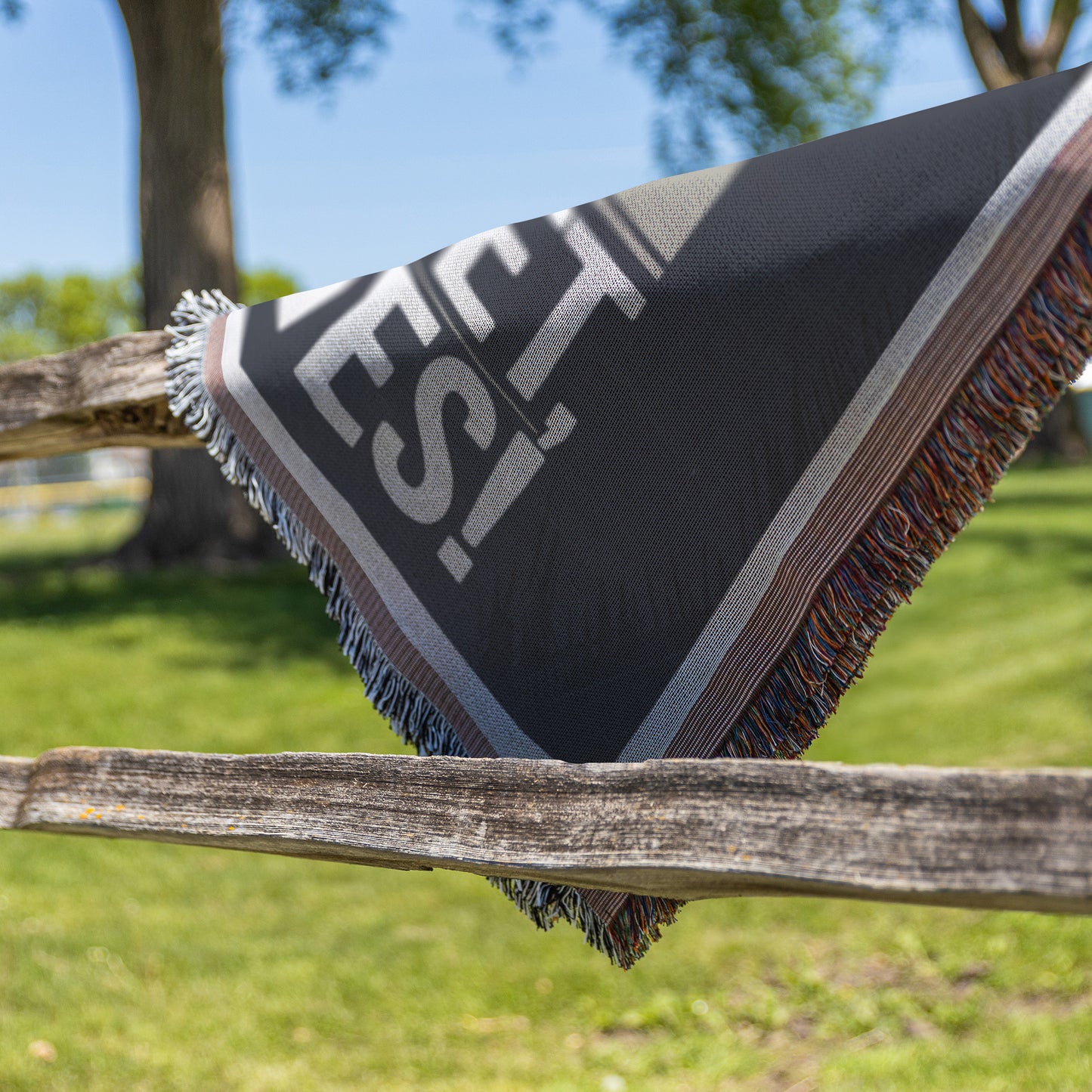 The Ultimate Motorcycle Axiom Woven Blanket - Keys, Helmet, Then Gloves - Whimsical Biker Camping Blanket