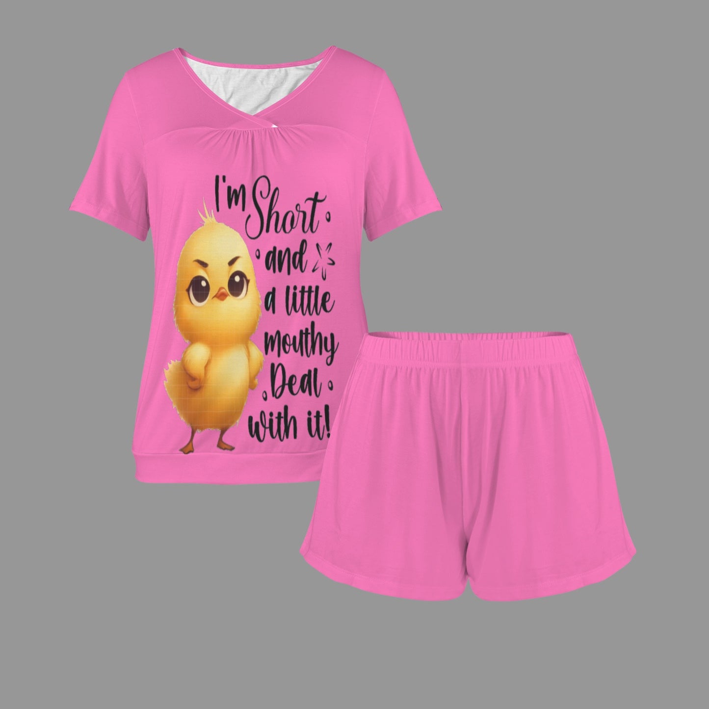 Short and Mouthy Short Sleeve Pajama Set - Cozy Sleepwear for a Stylish Night's Rest