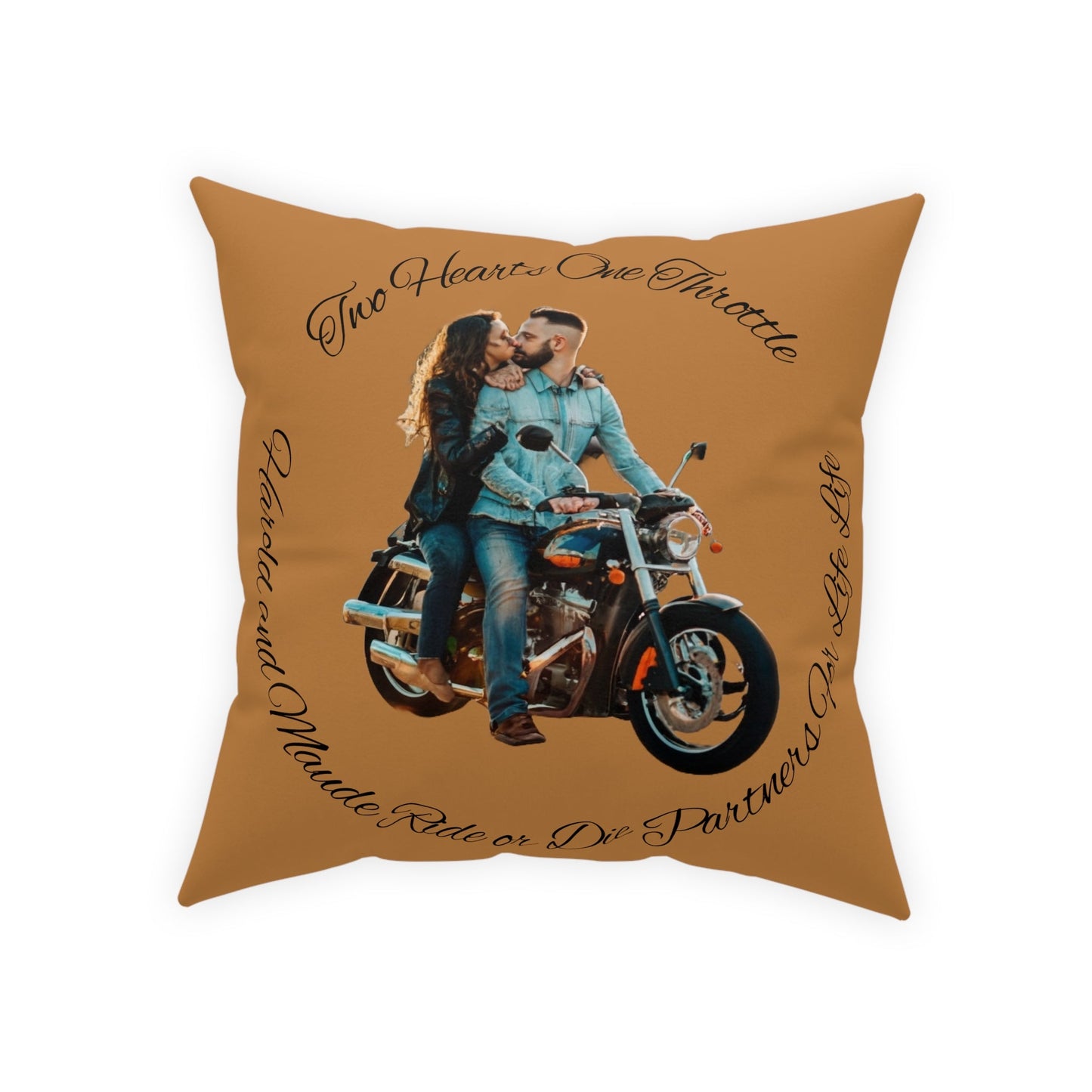 Personalized Valentines Ride or Die Throw Pillow Riding Couples Couch Pillow. Personalize With Picture and Names - Pink