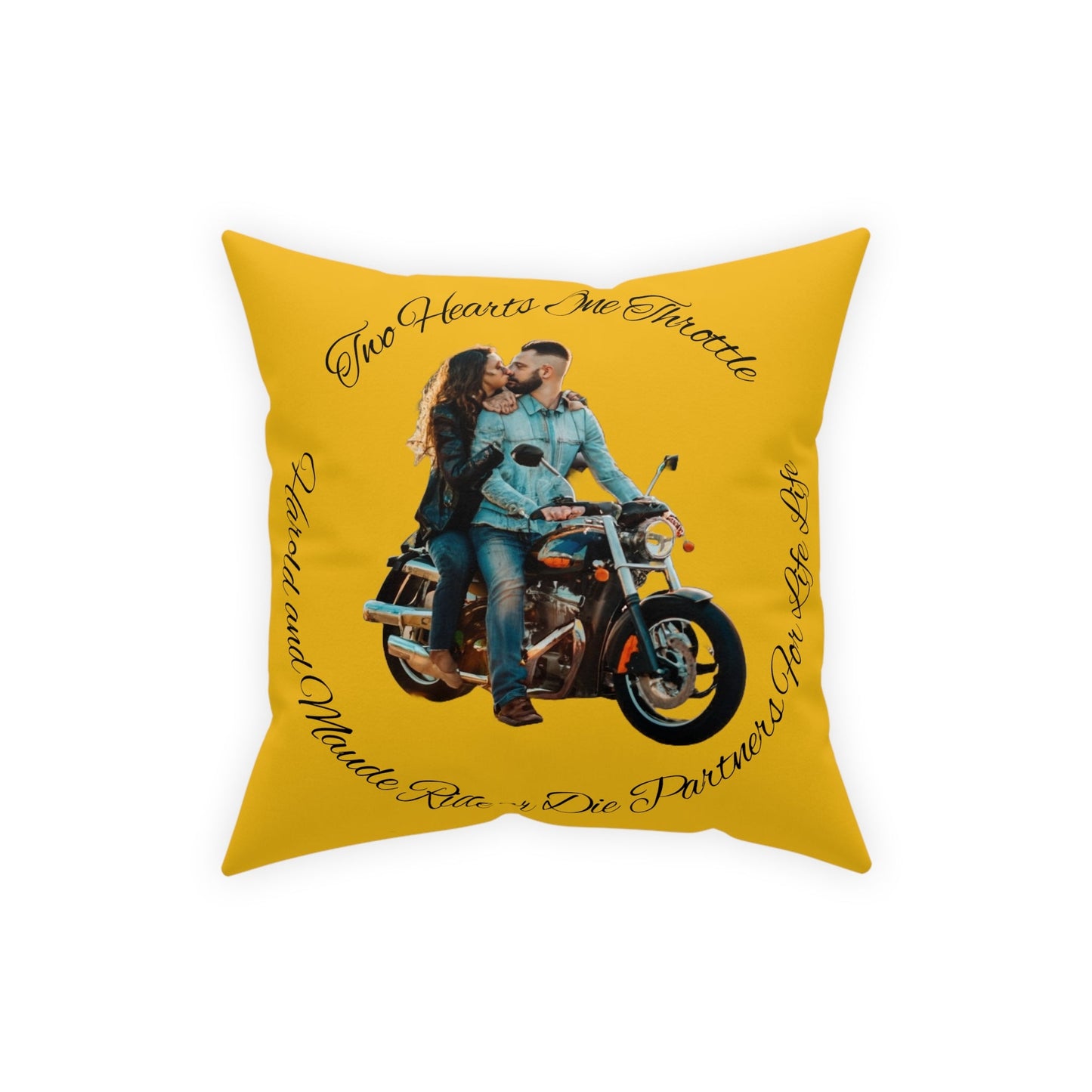 Personalized Valentines Ride or Die Throw Pillow Riding Couples Couch Pillow. Personalize With Picture and Names - Pink