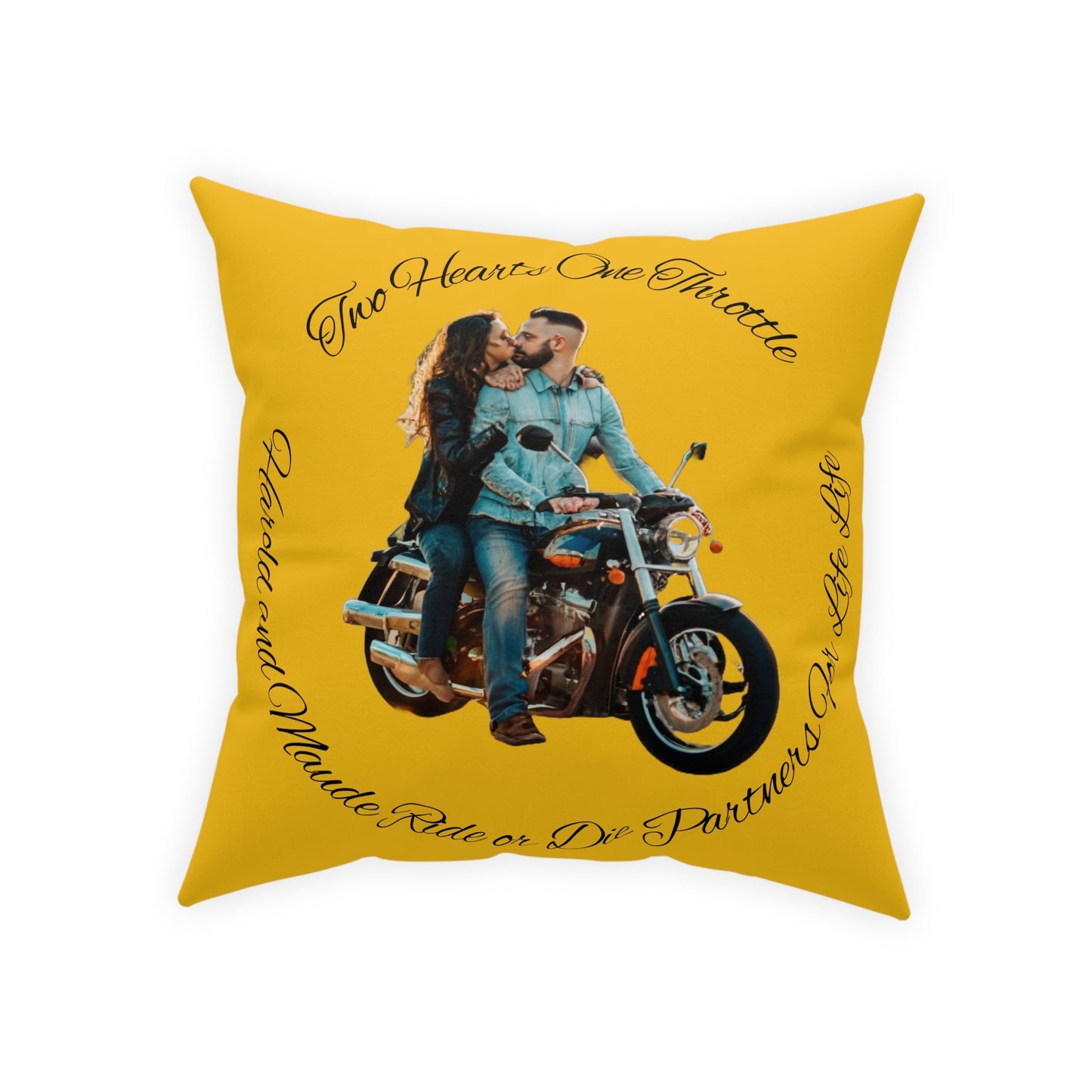 Personalized Valentines Ride or Die Throw Pillow Riding Couples Couch Pillow. Personalize With Picture and Names - Pink
