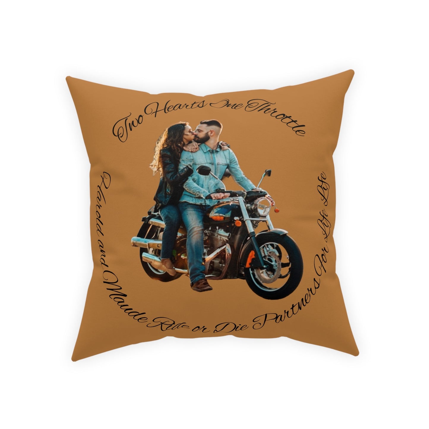 Personalized Valentines Ride or Die Throw Pillow Riding Couples Couch Pillow. Personalize With Picture and Names - Pink