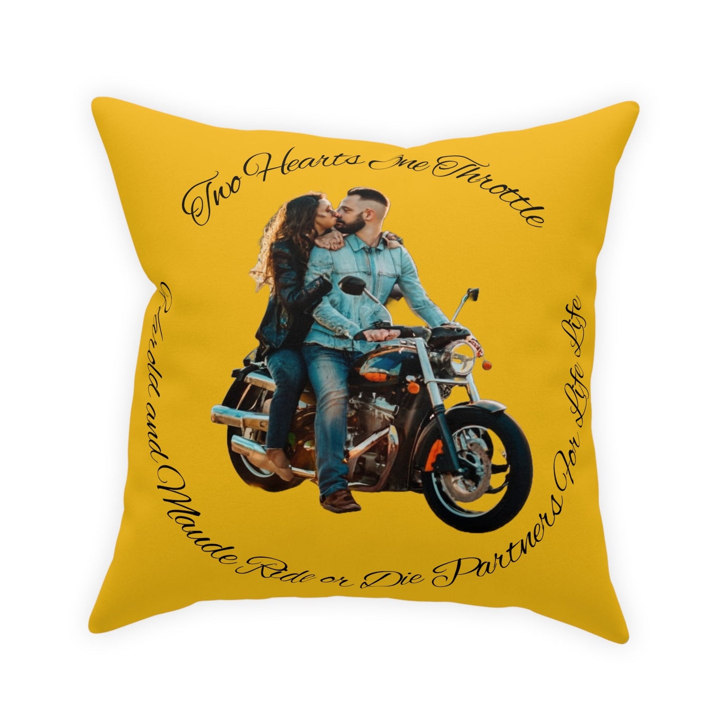 Personalized Valentines Ride or Die Throw Pillow Riding Couples Couch Pillow. Personalize With Picture and Names - Pink