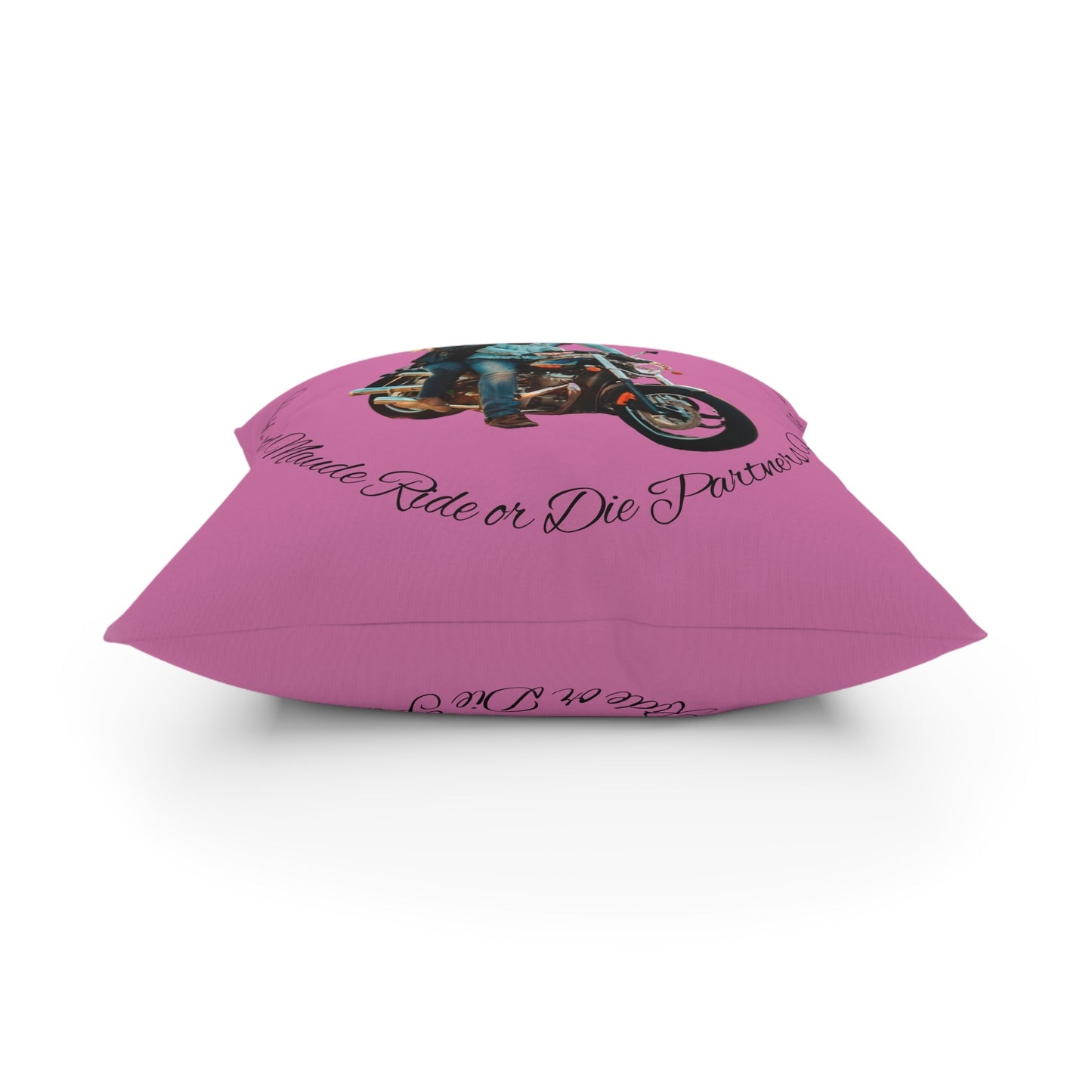 Personalized Valentines Ride or Die Throw Pillow Riding Couples Couch Pillow. Personalize With Picture and Names - Pink
