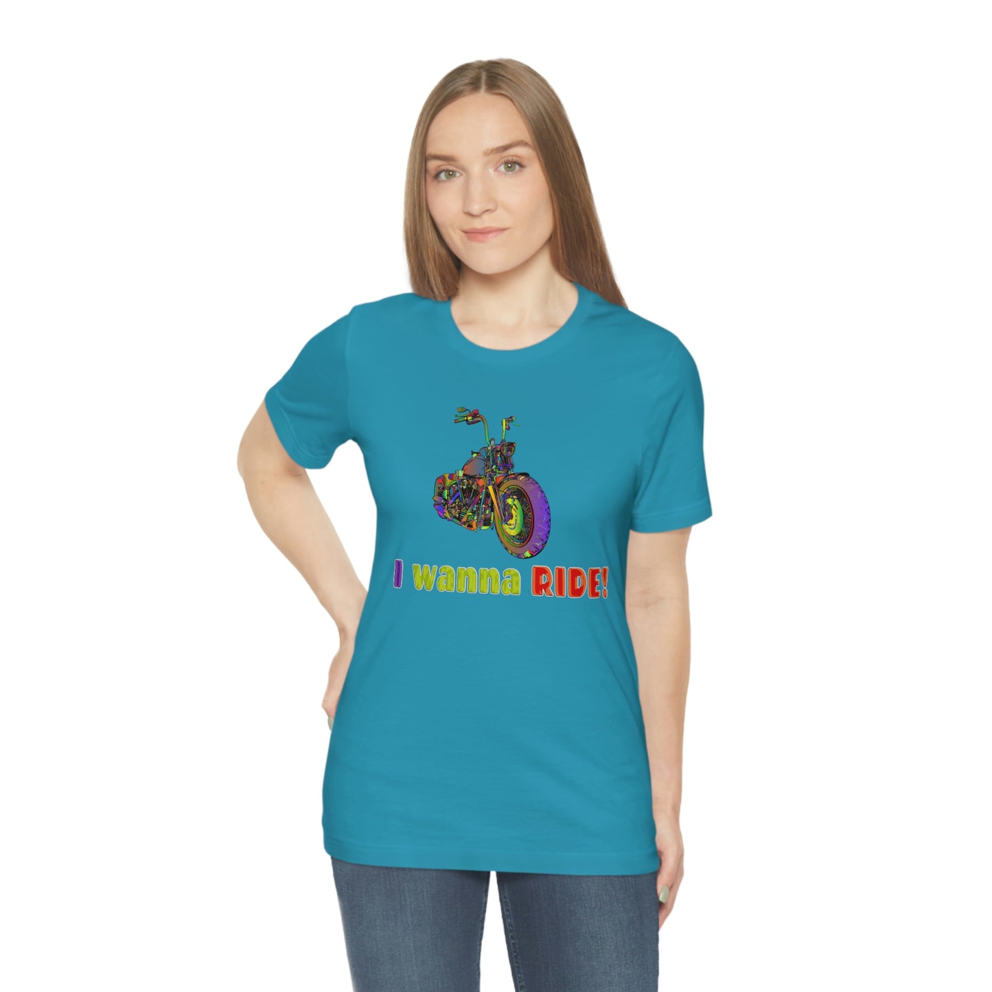 Short Sleeve T-Shirt - I wanna ride! Woman Biker Shirt, Harley T-shirt, Biker Gift, Motorcycle Rider Gift, Biker Tshirt, Riding