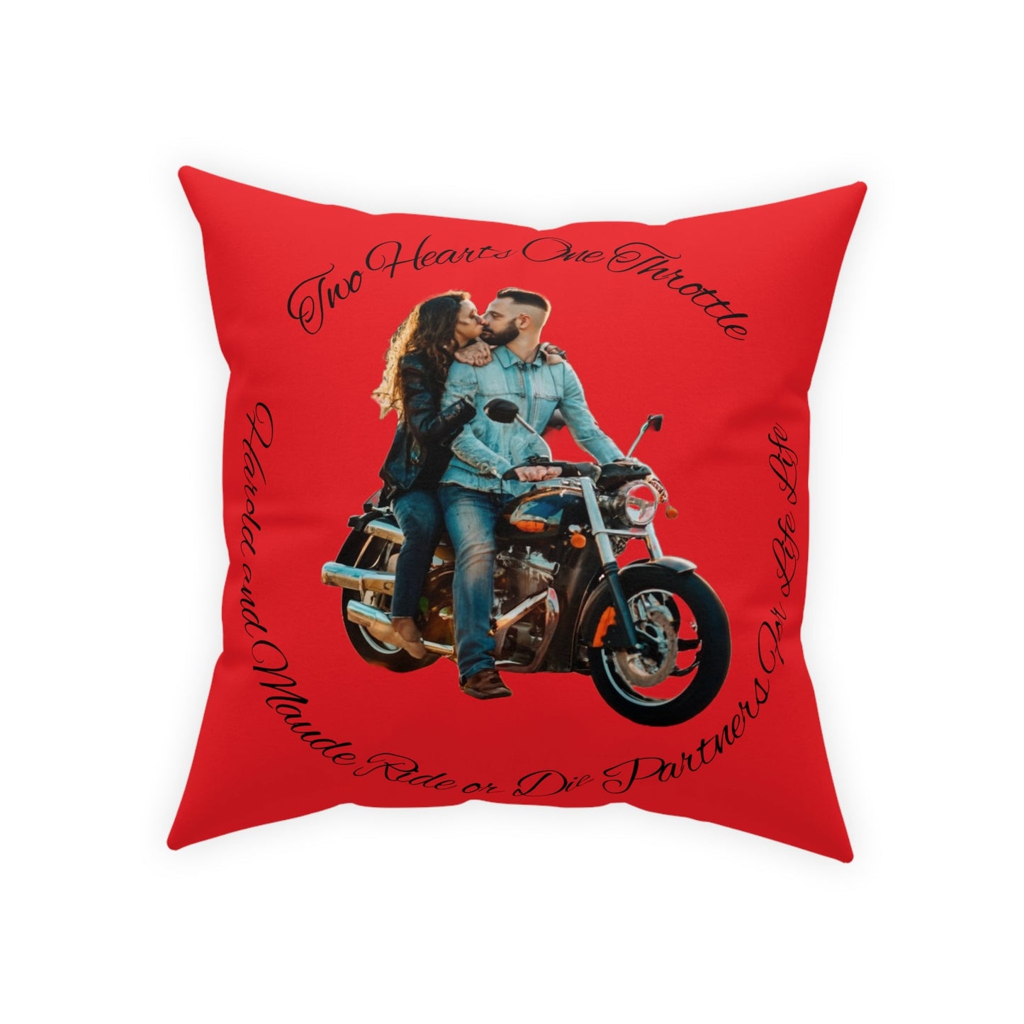 Personalized Valentines Ride or Die Throw Pillow Riding Couples Couch Pillow. Personalize With Picture and Names - Pink