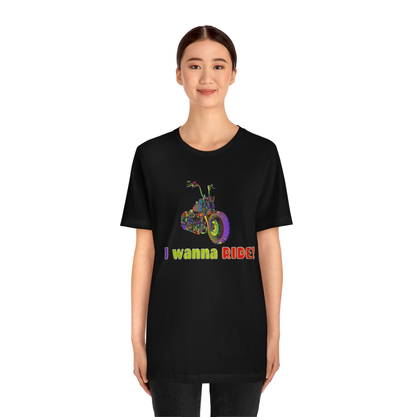 Motorcycle Short Sleeve T-Shirt - I wanna ride! Woman Biker Shirt, Harley T-shirt, Biker Gift, Motorcycle Rider Gift, Biker Tshirt, Riding