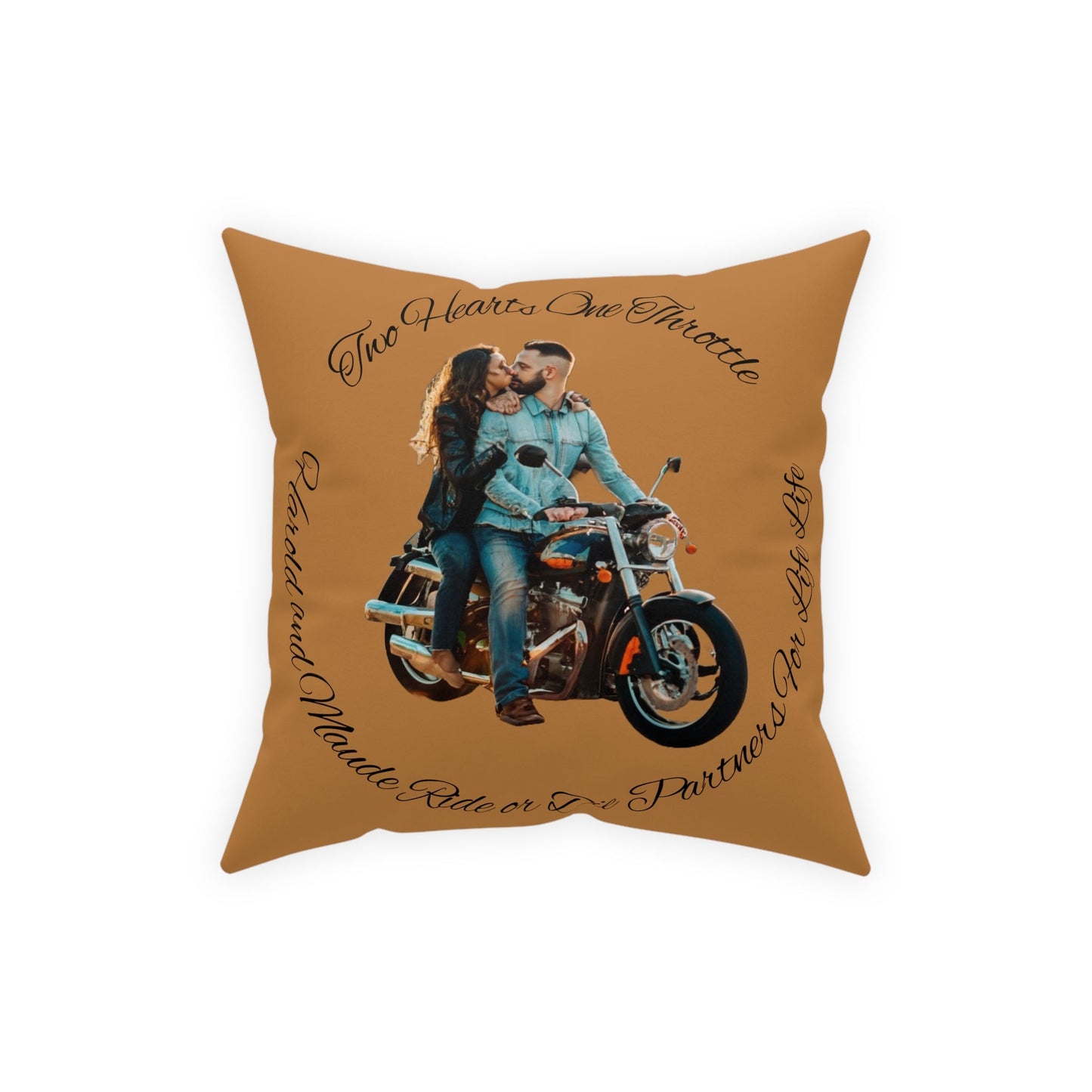 Personalized Valentines Ride or Die Throw Pillow Riding Couples Couch Pillow. Personalize With Picture and Names - Pink