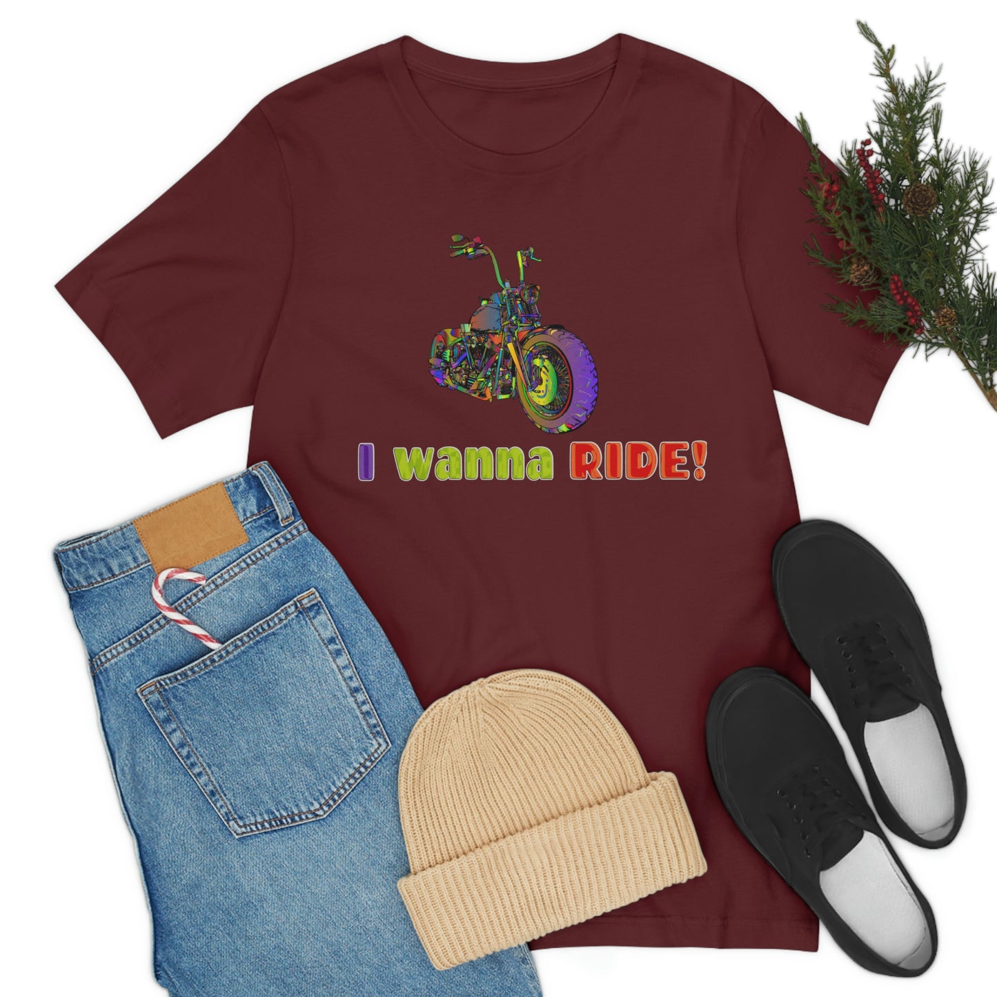 Short Sleeve T-Shirt - I wanna ride! Woman Biker Shirt, Harley T-shirt, Biker Gift, Motorcycle Rider Gift, Biker Tshirt, Riding