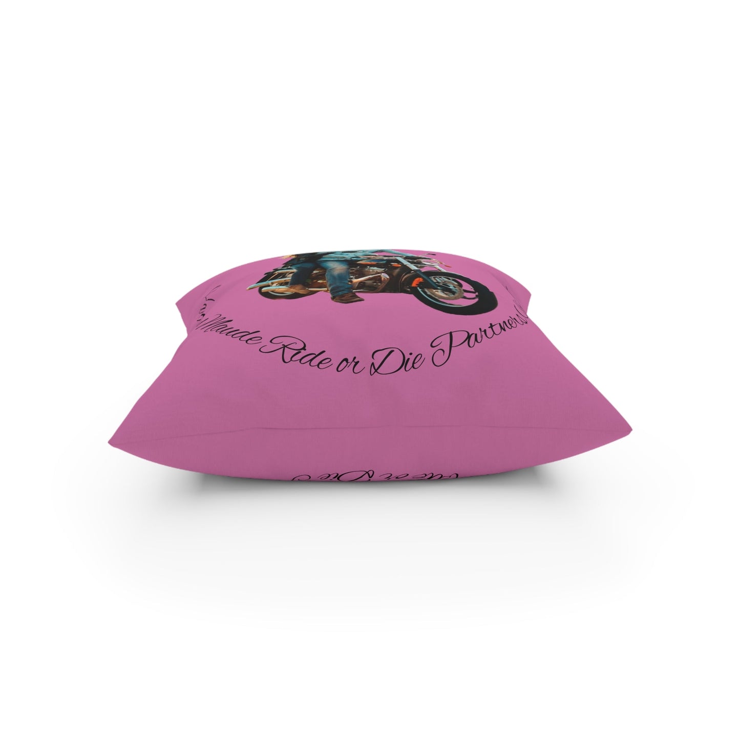 Personalized Valentines Ride or Die Throw Pillow Riding Couples Couch Pillow. Personalize With Picture and Names - Pink