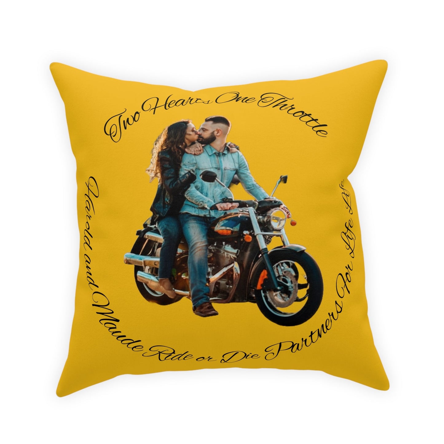 Personalized Valentines Ride or Die Throw Pillow Riding Couples Couch Pillow. Personalize With Picture and Names - Pink
