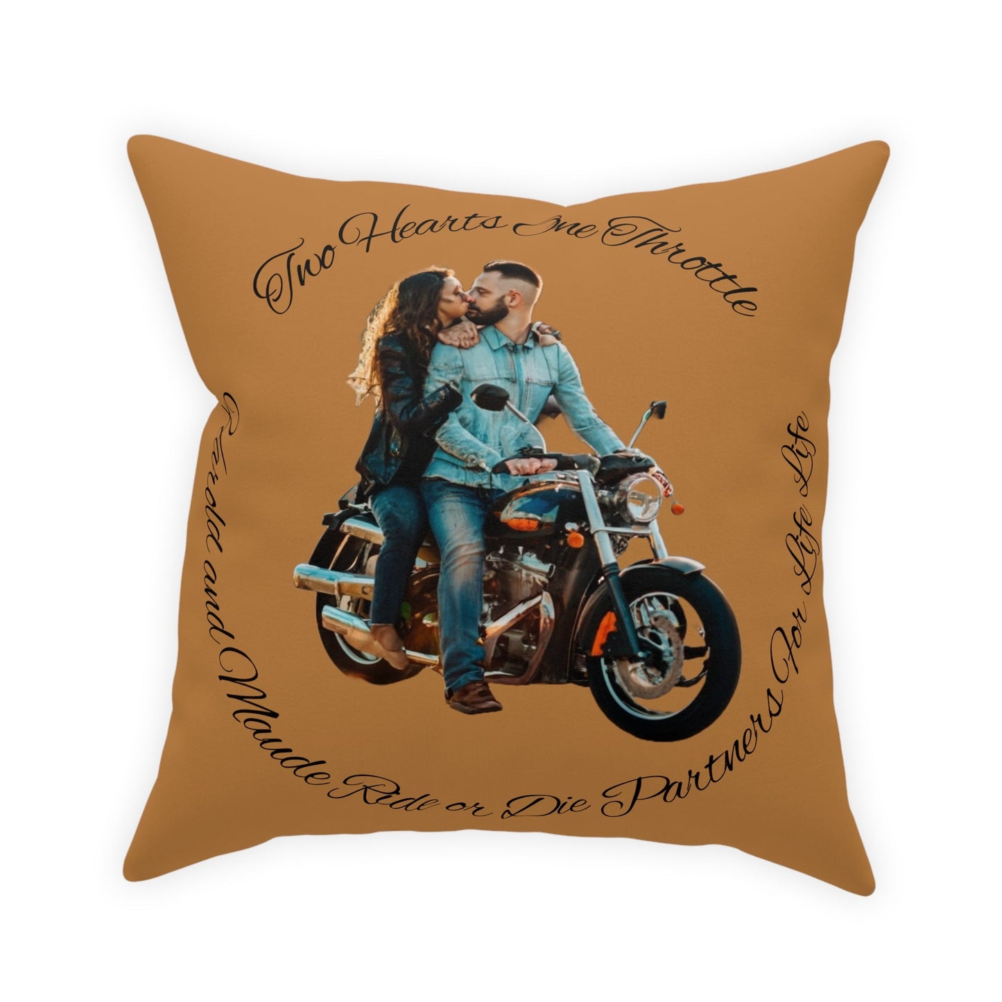 Personalized Valentines Ride or Die Throw Pillow Riding Couples Couch Pillow. Personalize With Picture and Names - Pink