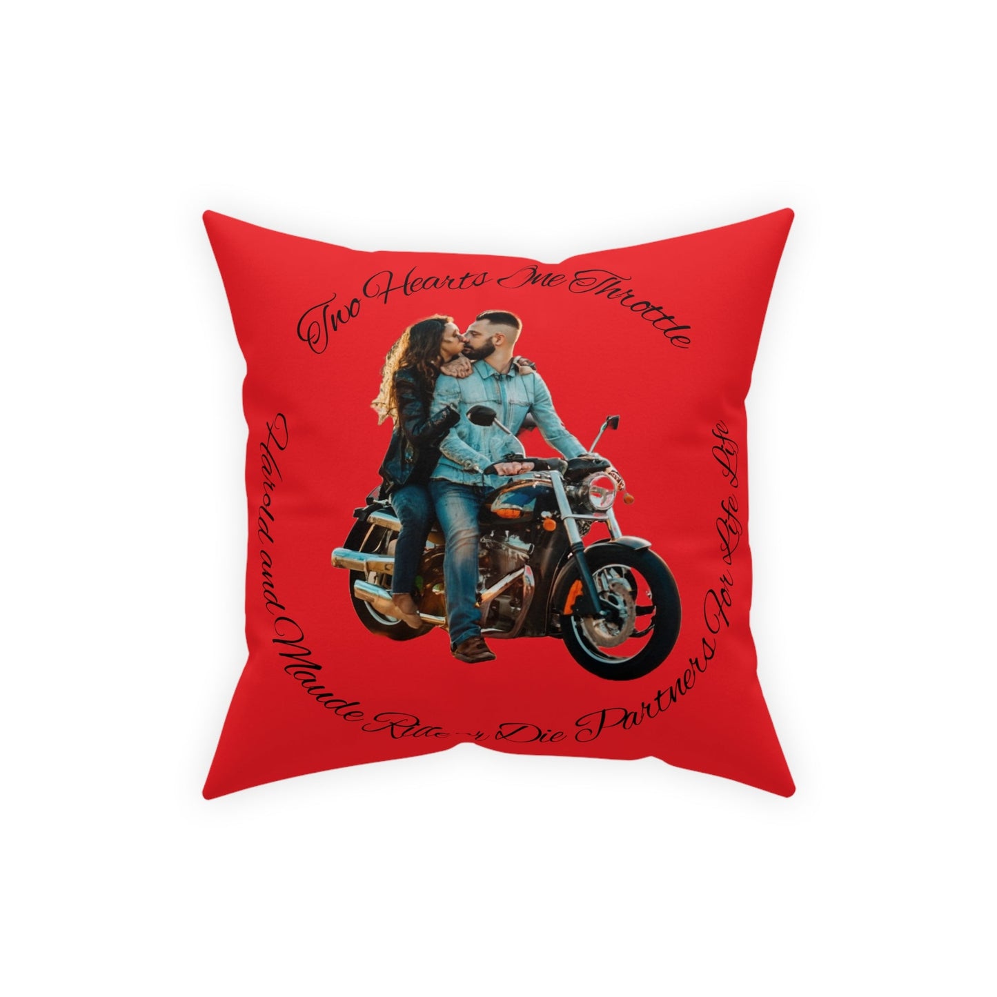 Personalized Valentines Ride or Die Throw Pillow Riding Couples Couch Pillow. Personalize With Picture and Names - Pink