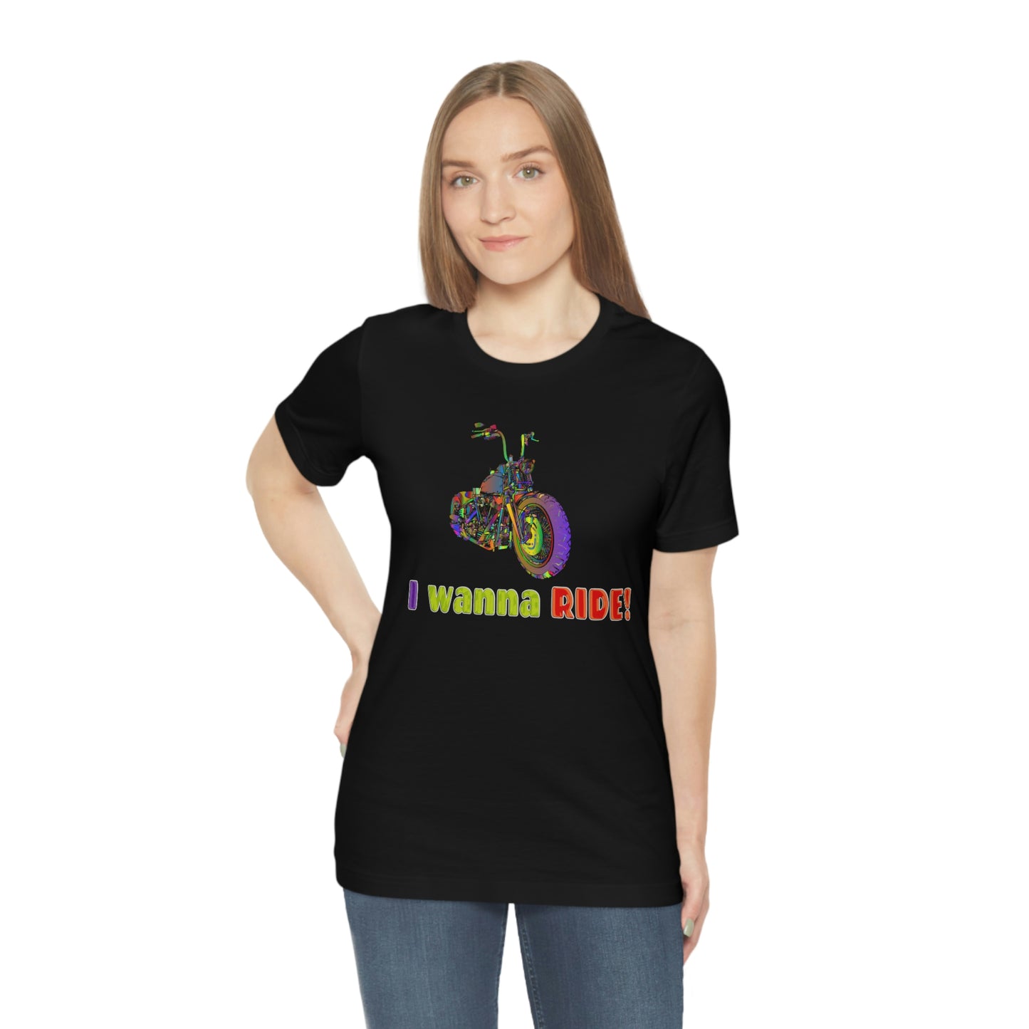 Short Sleeve T-Shirt - I wanna ride! Woman Biker Shirt, Harley T-shirt, Biker Gift, Motorcycle Rider Gift, Biker Tshirt, Riding