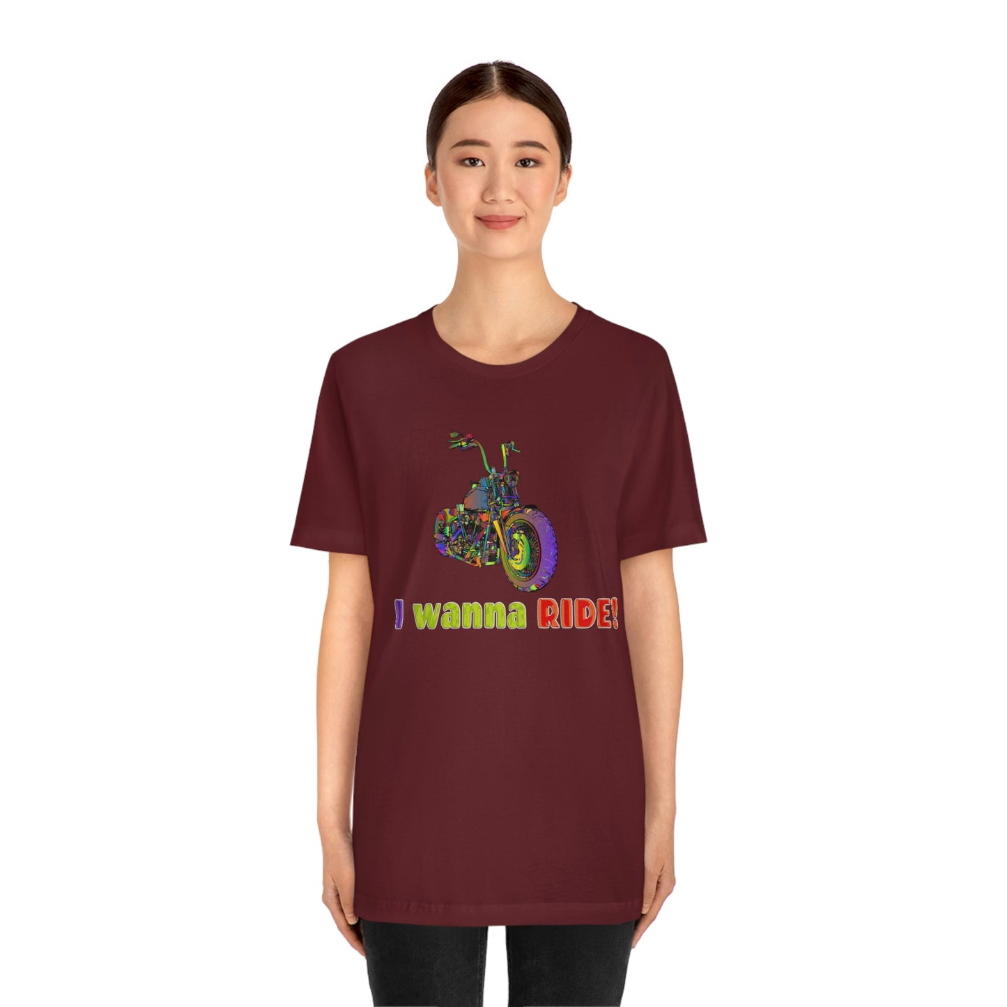 Short Sleeve T-Shirt - I wanna ride! Woman Biker Shirt, Harley T-shirt, Biker Gift, Motorcycle Rider Gift, Biker Tshirt, Riding