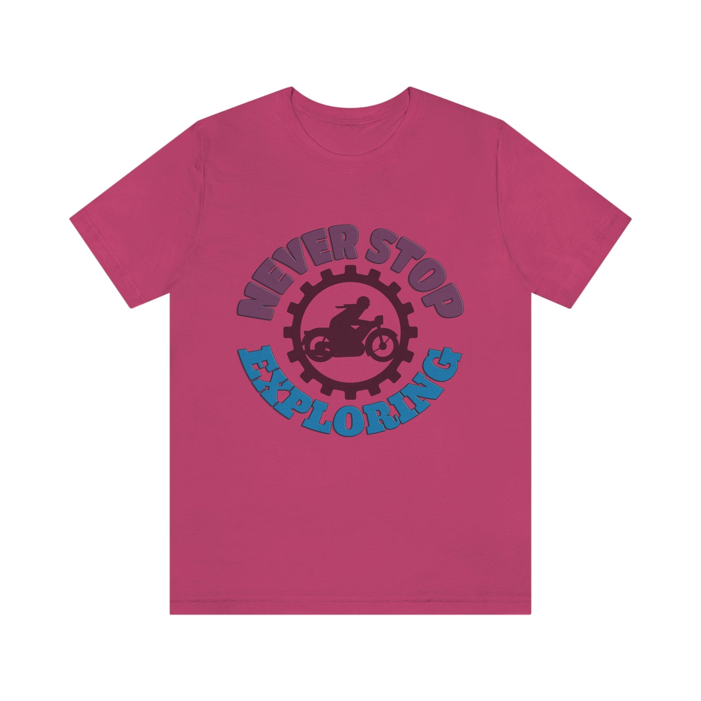 Motorcycle Short Sleeve T-Shirt - Never Stop Exploring -Biker T-shirt, Cool Bike Shirt, Motorcycle shirt, Biker Gift, Motorcycle Rider Gift