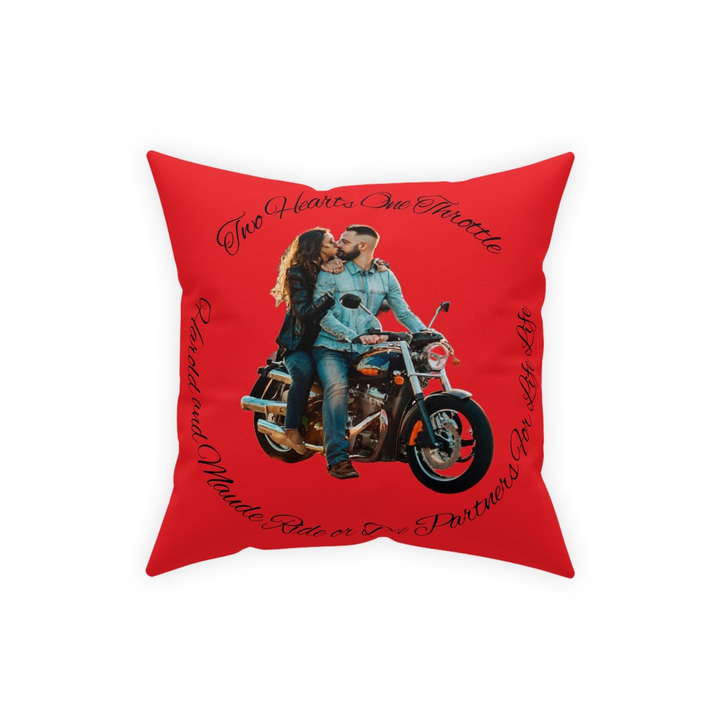 Personalized Valentines Ride or Die Throw Pillow Riding Couples Couch Pillow. Personalize With Picture and Names - Pink
