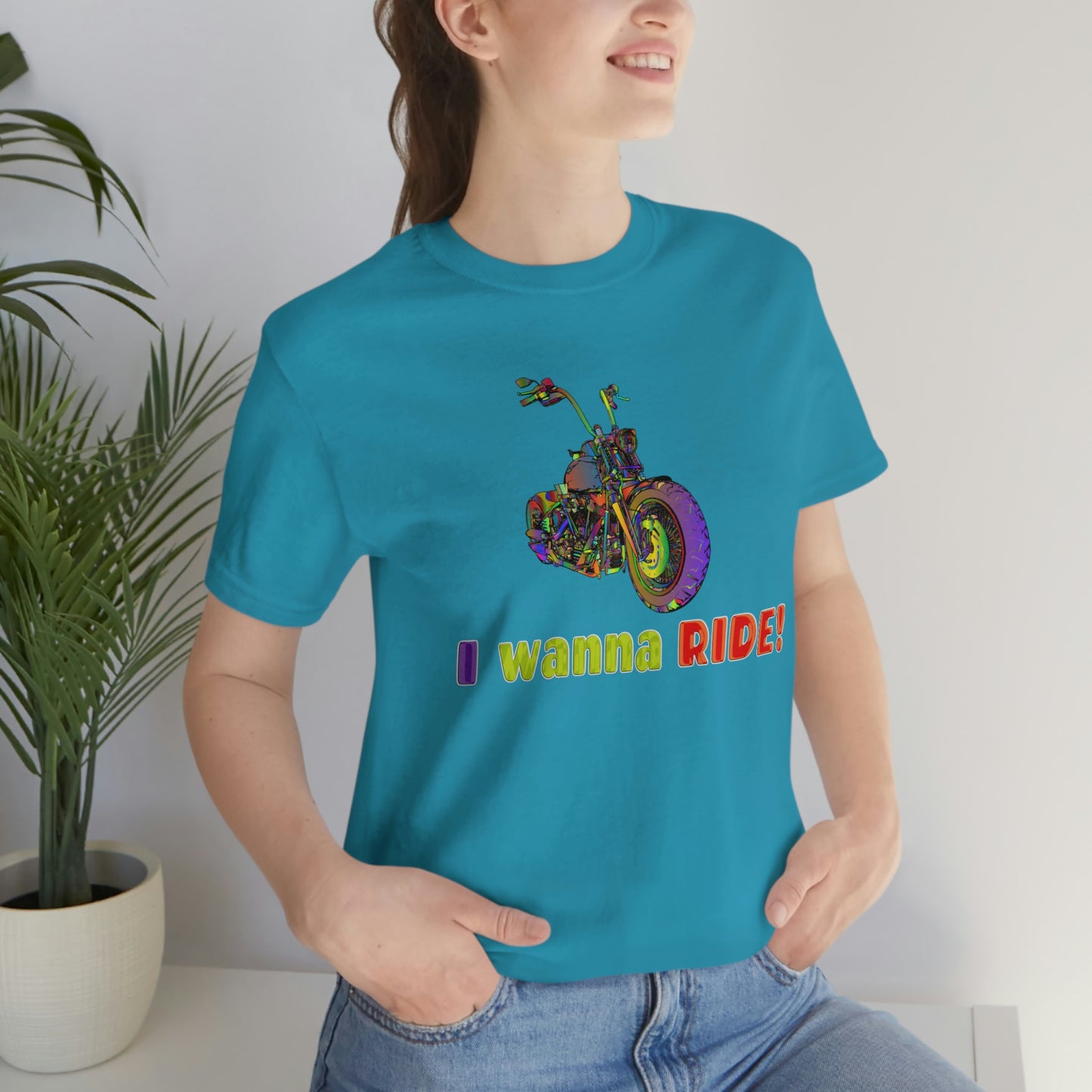 Short Sleeve T-Shirt - I wanna ride! Woman Biker Shirt, Harley T-shirt, Biker Gift, Motorcycle Rider Gift, Biker Tshirt, Riding
