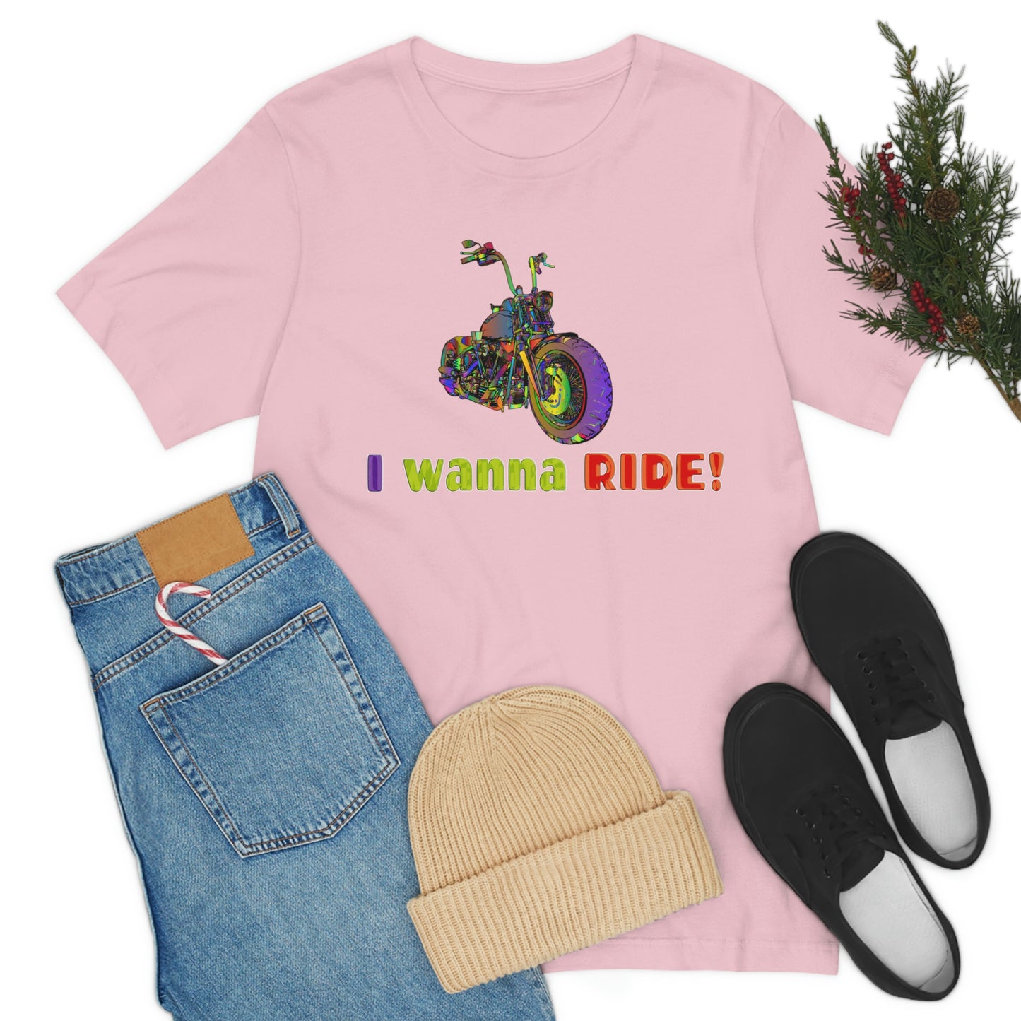 Short Sleeve T-Shirt - I wanna ride! Woman Biker Shirt, Harley T-shirt, Biker Gift, Motorcycle Rider Gift, Biker Tshirt, Riding