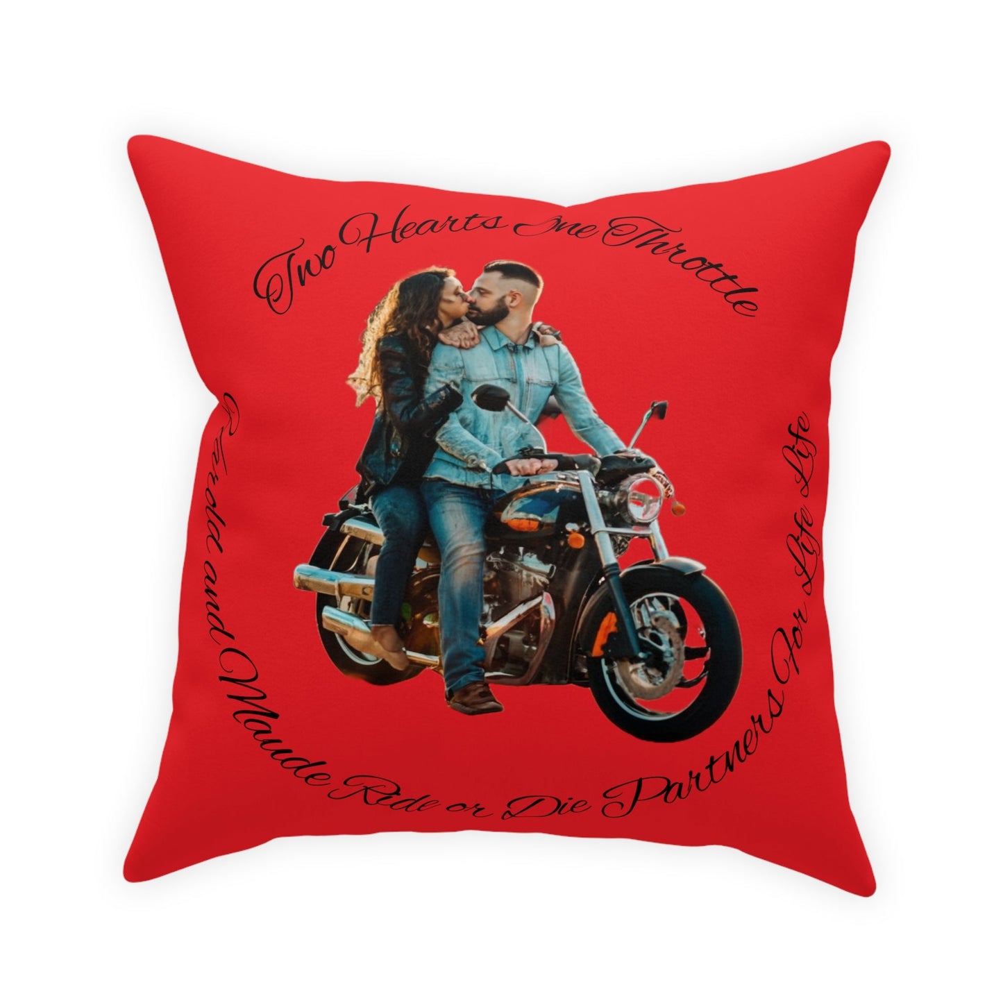 Personalized Valentines Ride or Die Throw Pillow Riding Couples Couch Pillow. Personalize With Picture and Names - Pink