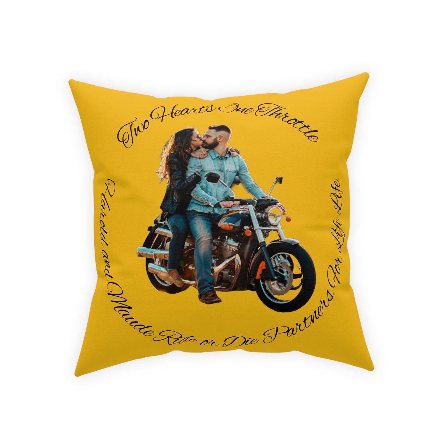 Personalized Valentines Ride or Die Throw Pillow Riding Couples Couch Pillow. Personalize With Picture and Names - Pink