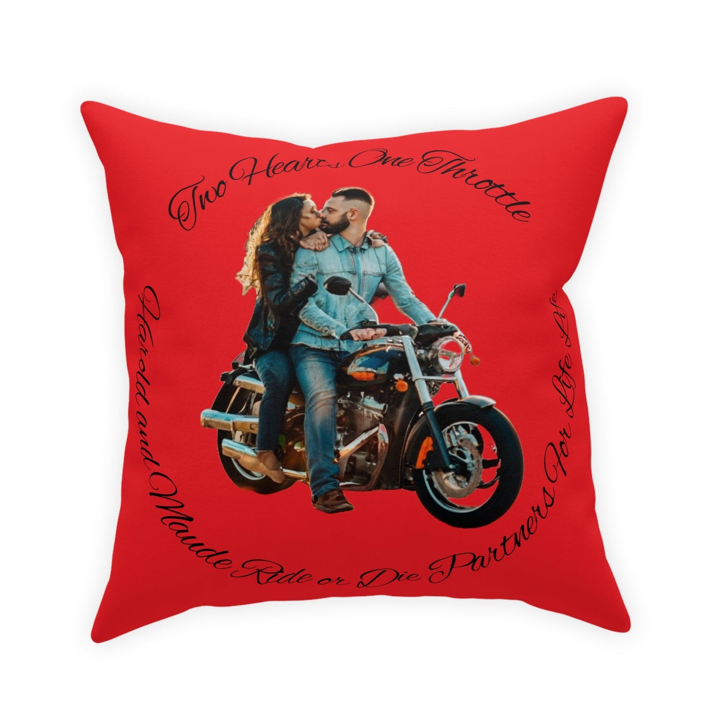 Personalized Valentines Ride or Die Throw Pillow Riding Couples Couch Pillow. Personalize With Picture and Names - Pink
