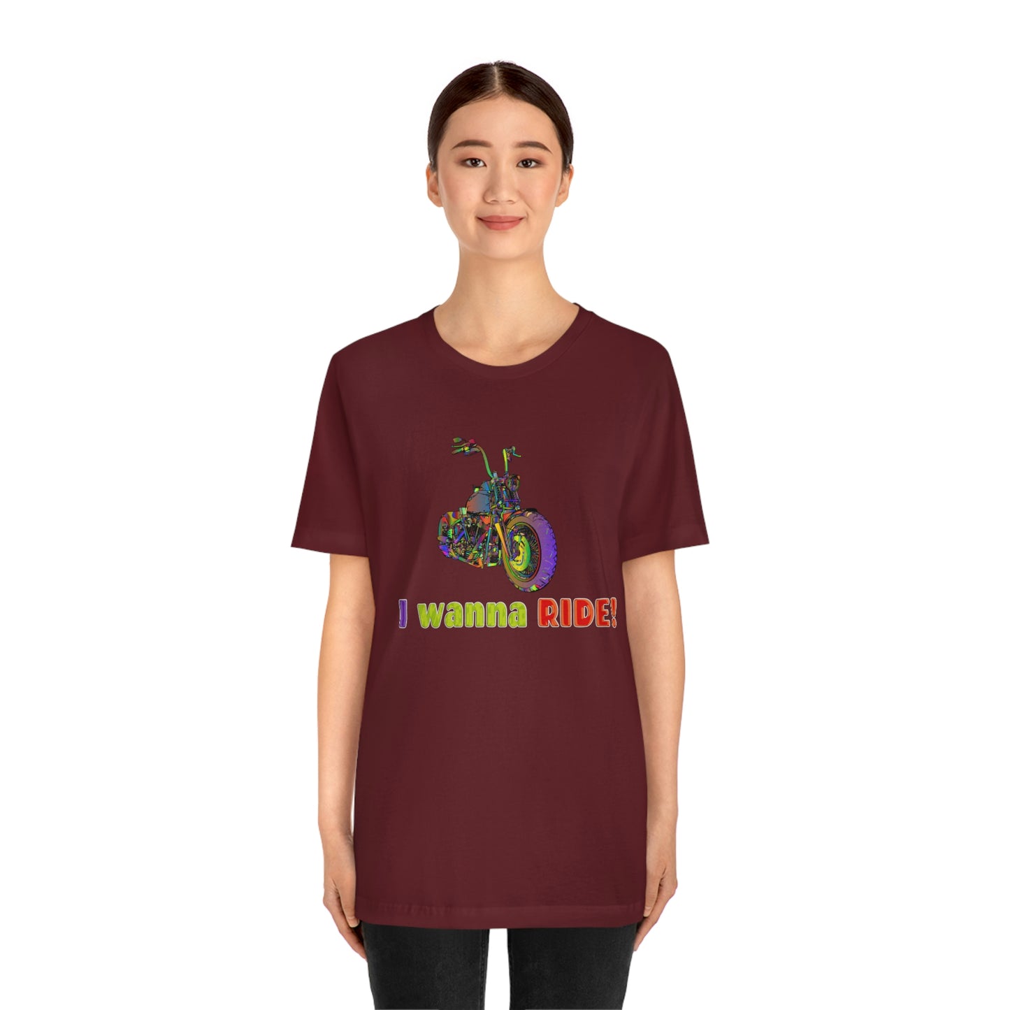 Motorcycle Short Sleeve T-Shirt - I wanna ride! Woman Biker Shirt, Harley T-shirt, Biker Gift, Motorcycle Rider Gift, Biker Tshirt, Riding