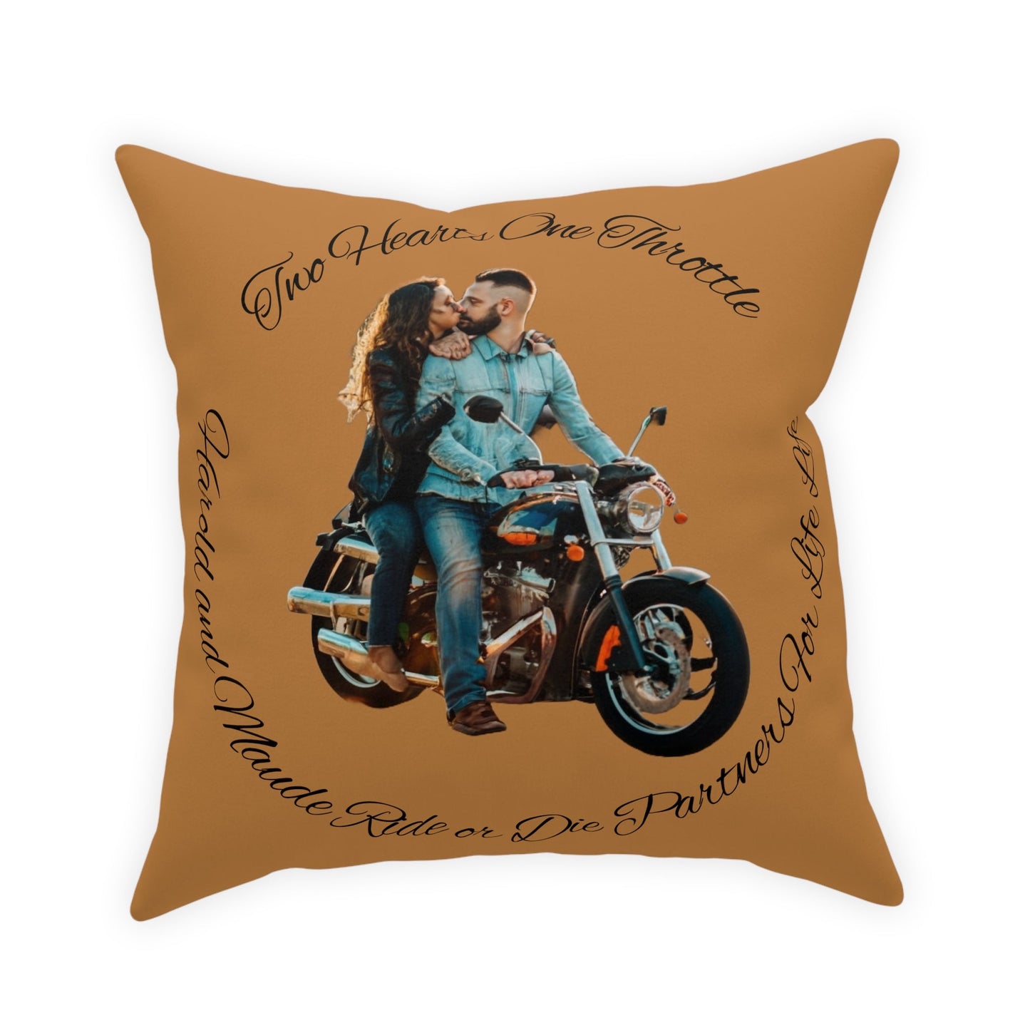 Personalized Valentines Ride or Die Throw Pillow Riding Couples Couch Pillow. Personalize With Picture and Names - Pink
