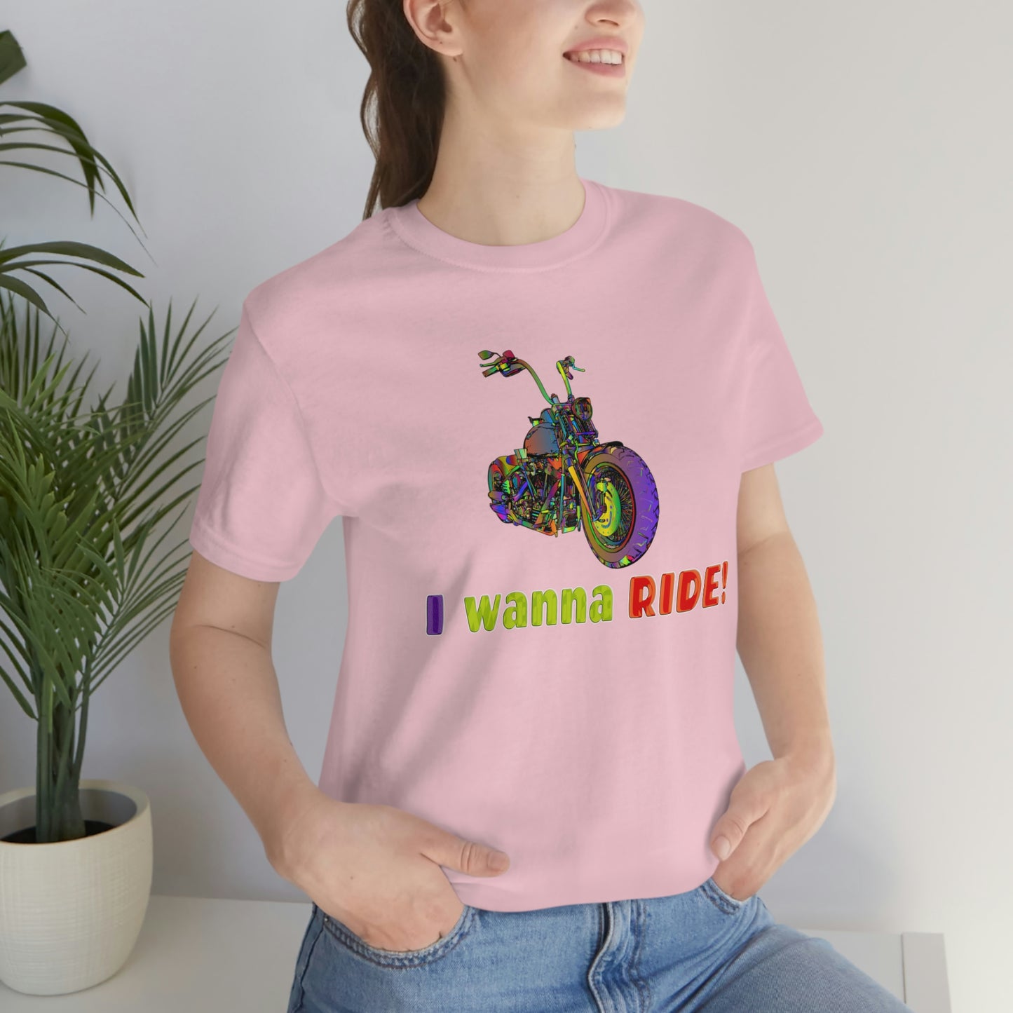 Short Sleeve T-Shirt - I wanna ride! Woman Biker Shirt, Harley T-shirt, Biker Gift, Motorcycle Rider Gift, Biker Tshirt, Riding