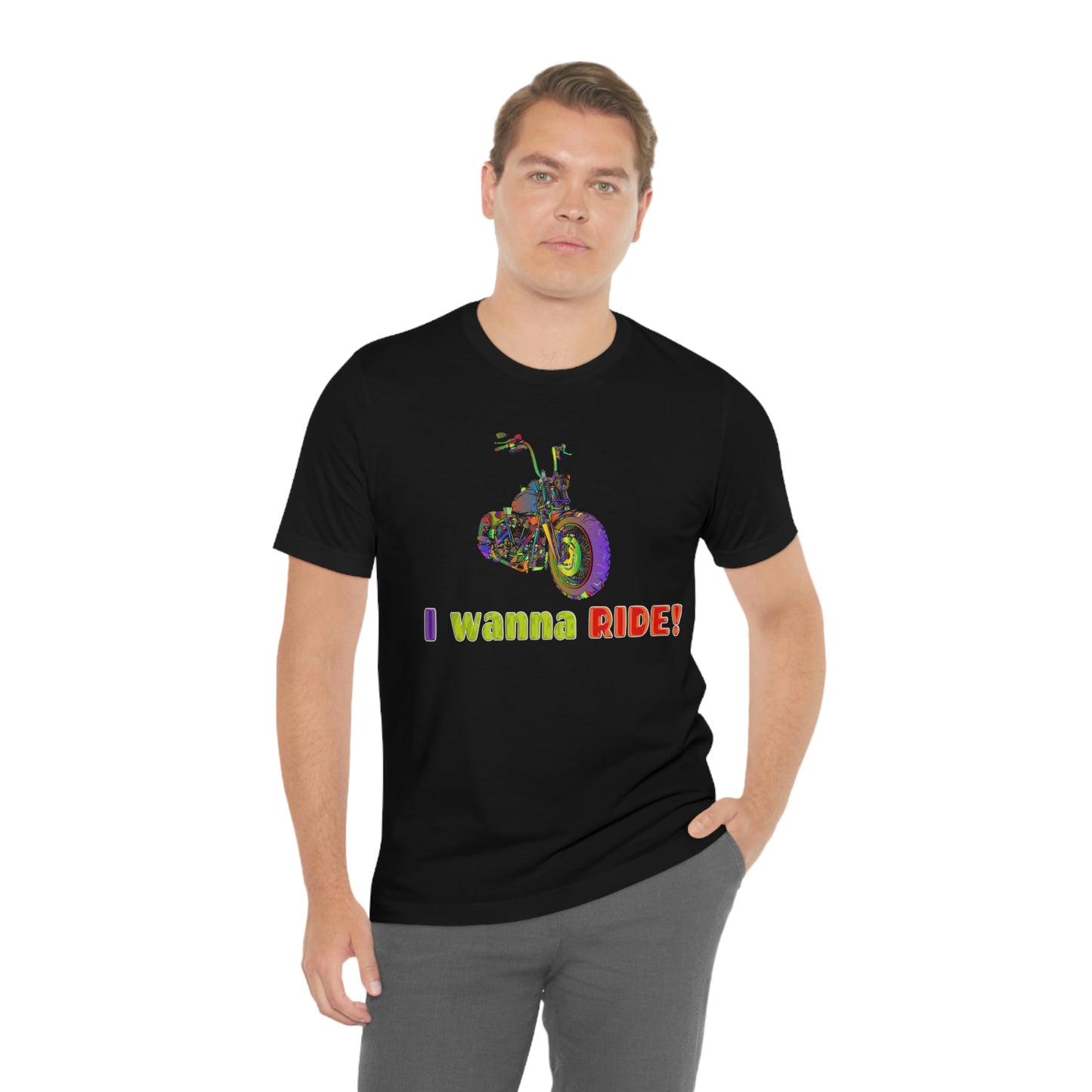 Short Sleeve T-Shirt - I wanna ride! Woman Biker Shirt, Harley T-shirt, Biker Gift, Motorcycle Rider Gift, Biker Tshirt, Riding