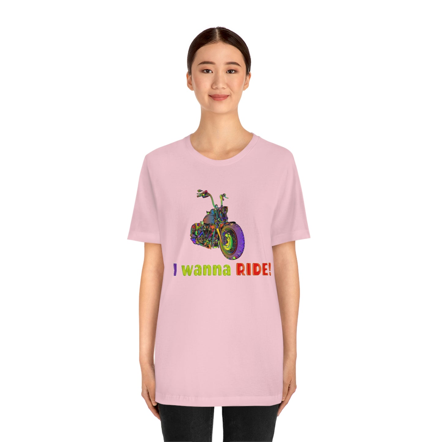 Short Sleeve T-Shirt - I wanna ride! Woman Biker Shirt, Harley T-shirt, Biker Gift, Motorcycle Rider Gift, Biker Tshirt, Riding