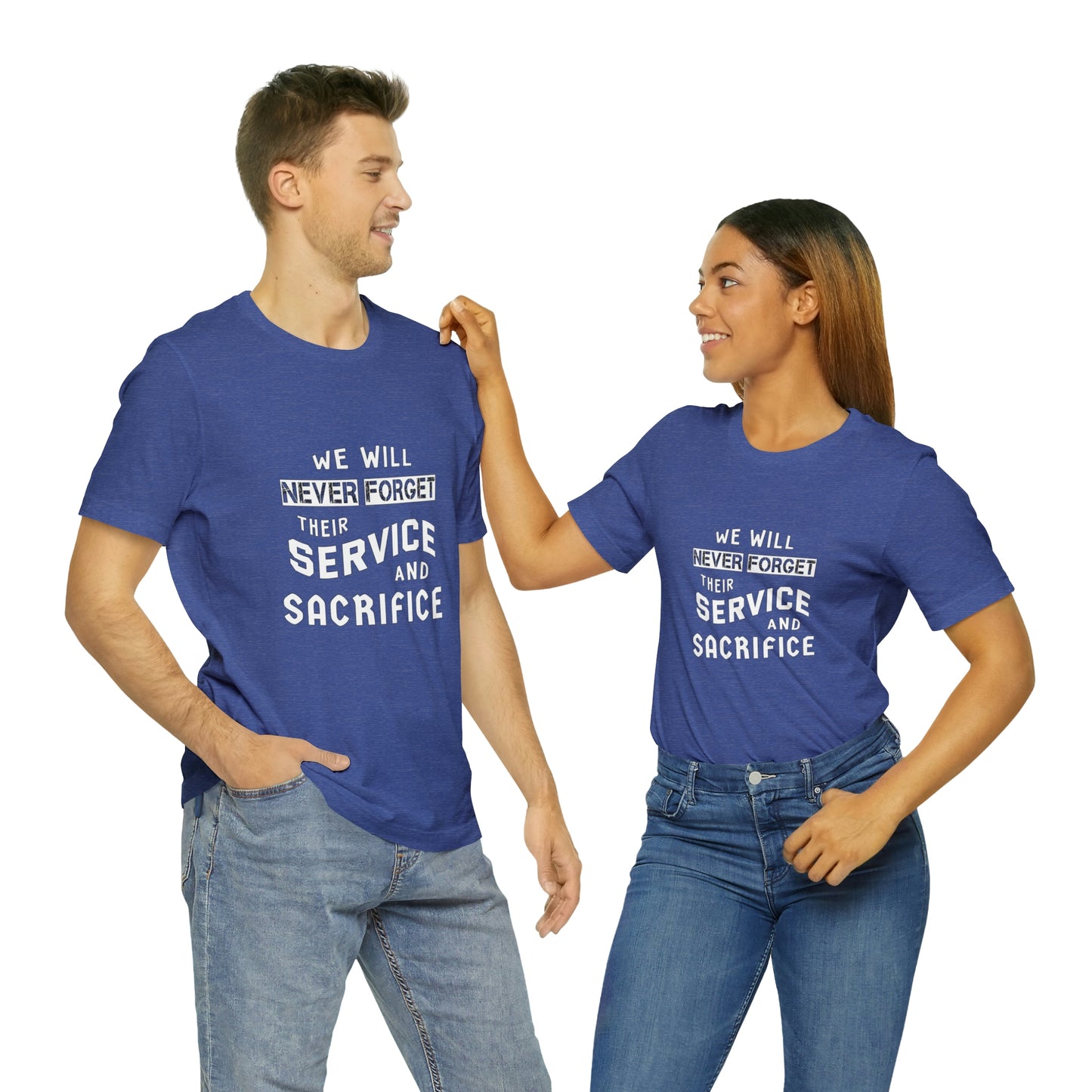 Memorial Day Short Sleeve T-Shirt - We will never forget their service and sacrifice. Veterans Gift, Gift Ideas, Military Shirt, Remembrance