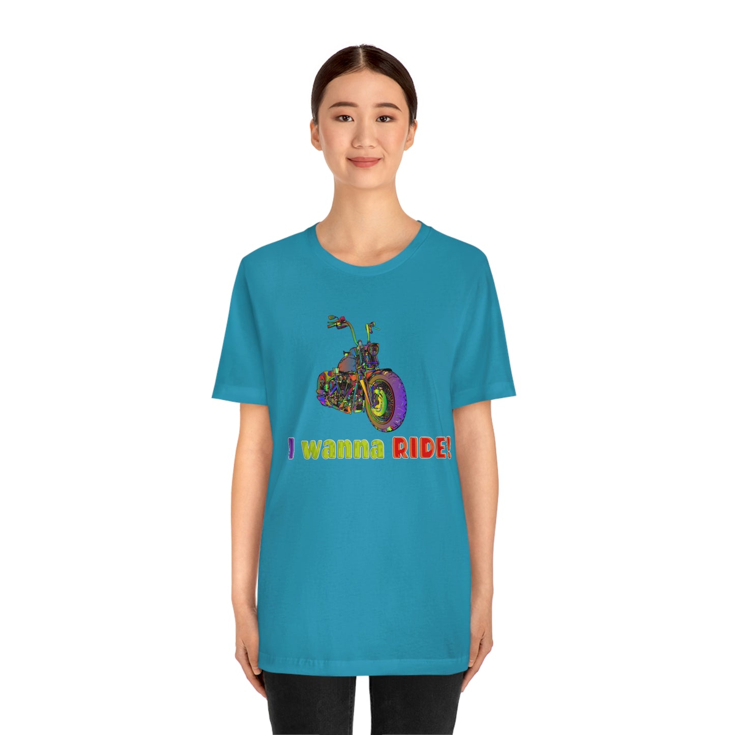Short Sleeve T-Shirt - I wanna ride! Woman Biker Shirt, Harley T-shirt, Biker Gift, Motorcycle Rider Gift, Biker Tshirt, Riding