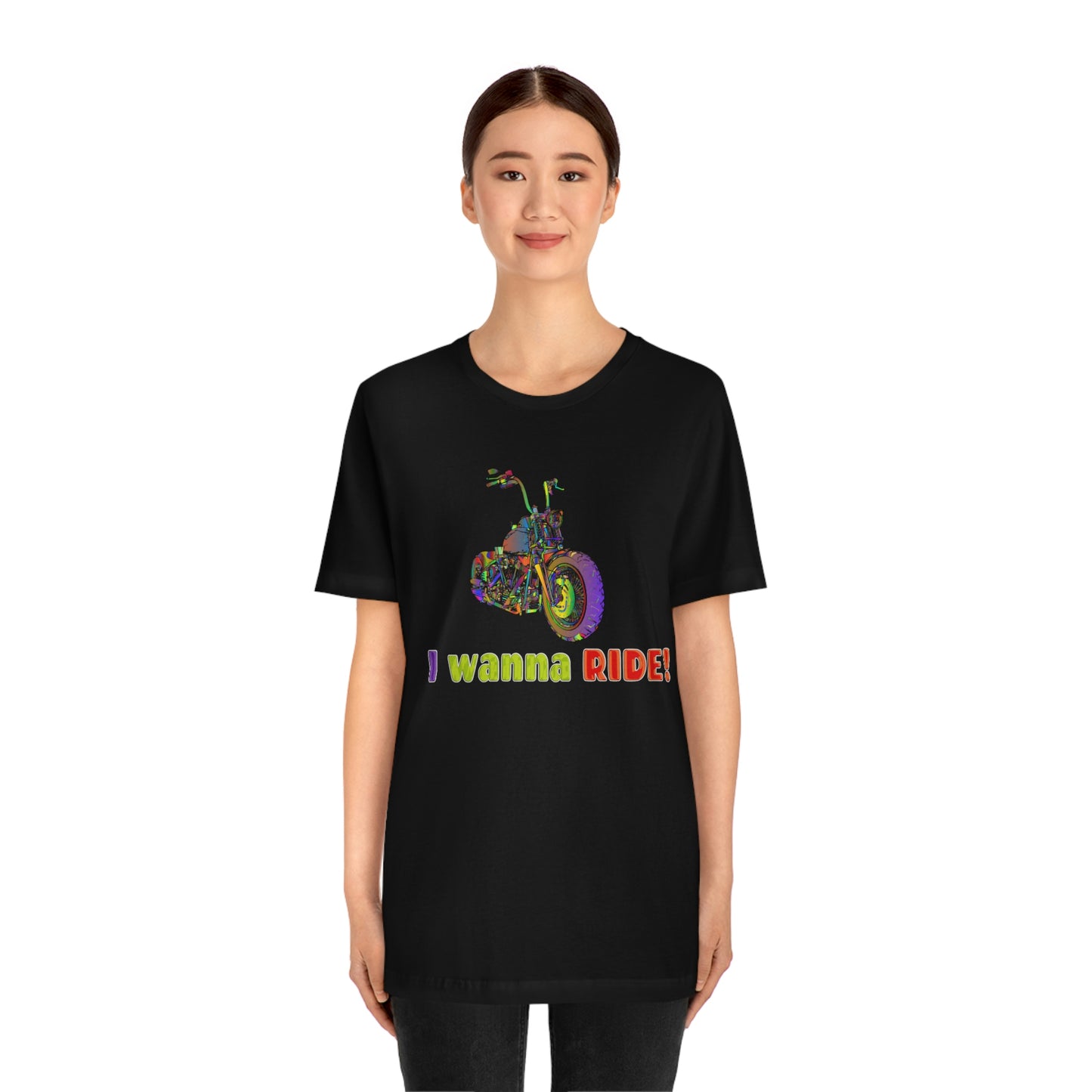 Short Sleeve T-Shirt - I wanna ride! Woman Biker Shirt, Harley T-shirt, Biker Gift, Motorcycle Rider Gift, Biker Tshirt, Riding
