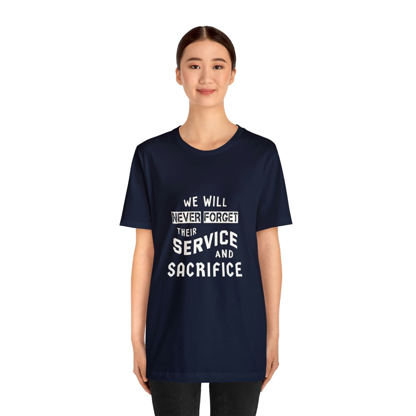 Memorial Day Short Sleeve T-Shirt - We will never forget their service and sacrifice. Veterans Gift, Gift Ideas, Military Shirt, Remembrance